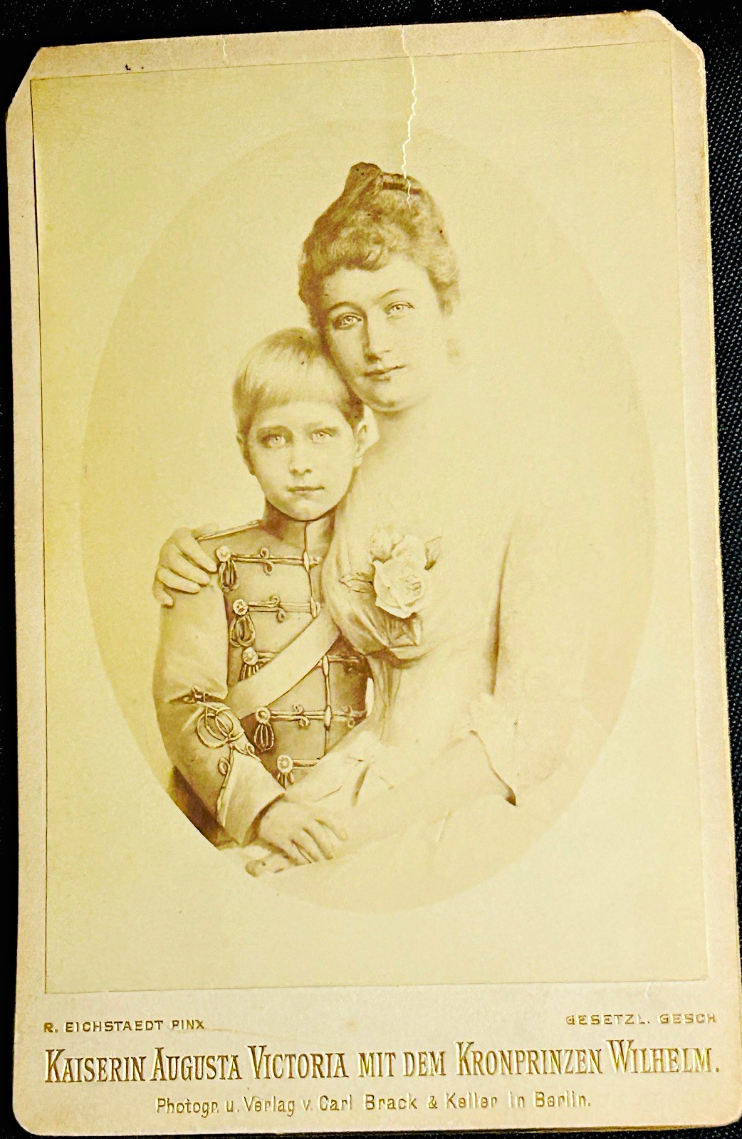 Antique German Imperial Cabinet Empress Augusta Victoria Crown Prince Wilhelm