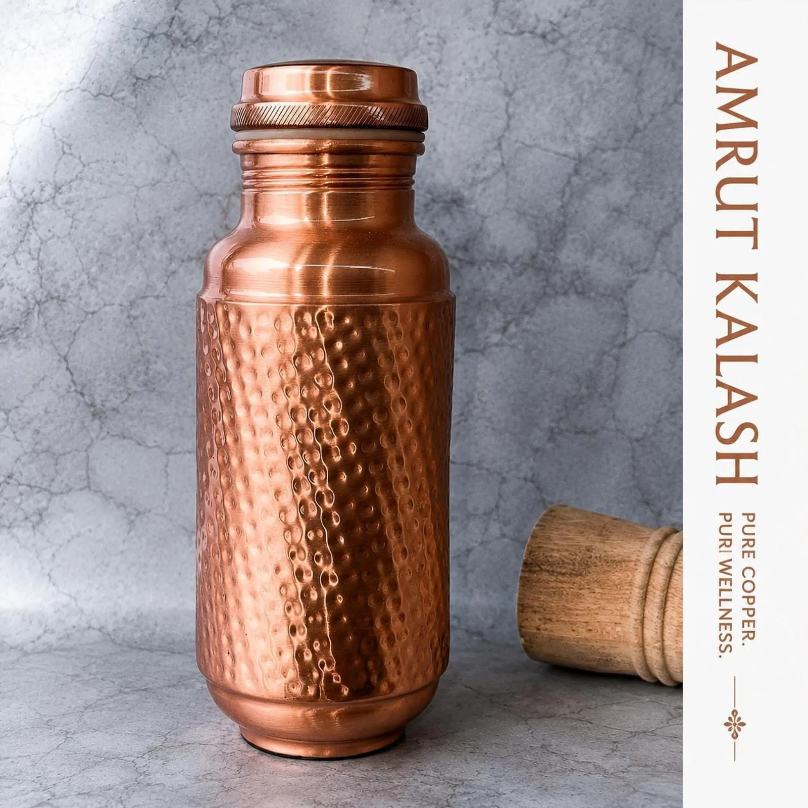 Handmade Hammered Copper Water Bottle 1.4L – Ayurvedic Wellness Flask