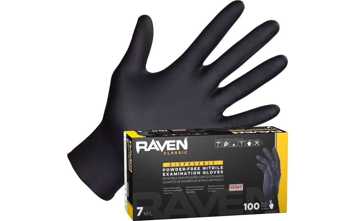 SAS Raven Powder-Free Black Nitrile Gloves CASE (10 BOXES) SAS Raven Powder-Free Black Nitrile Gloves CASE (10 BOXES)