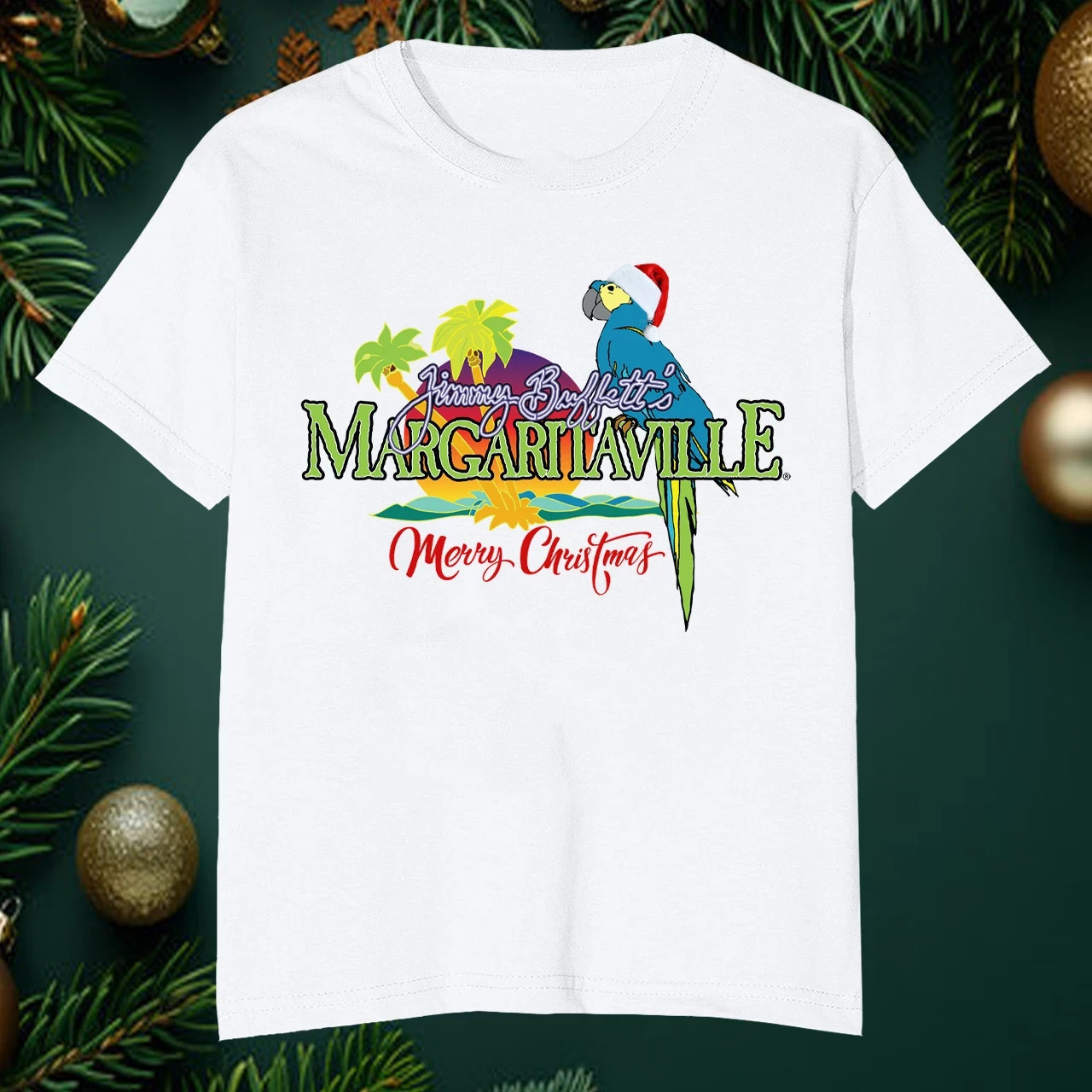 Jimmy Buffett Margaritaville Merry Christmas Santa White All Size T Shirt HN431