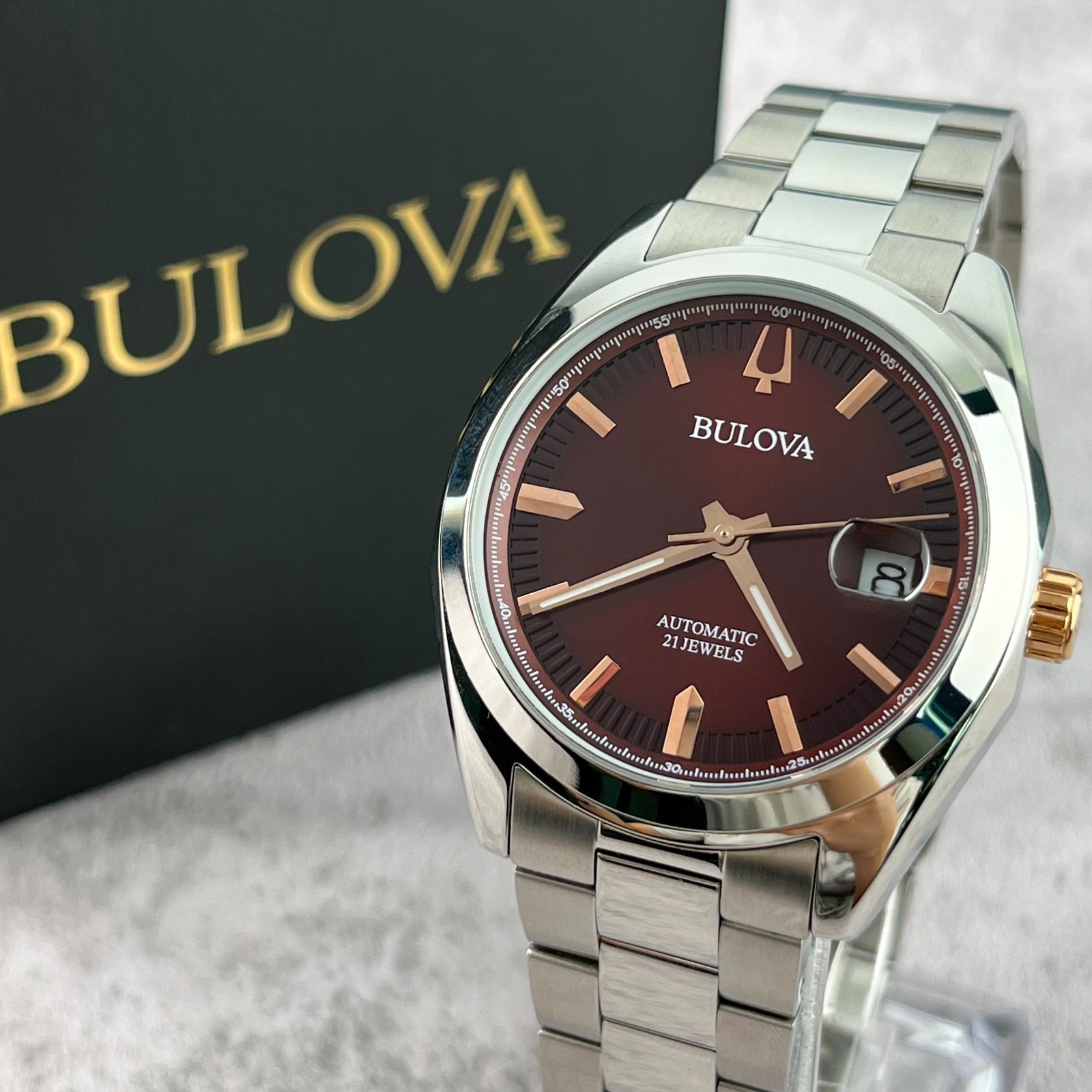 Bulova 98B422 Men\'s Surveyor Red Dial Stainless Steel Automatic Men\'s Watch Bulova 98B422 Men\'s Surveyor Red Dial Stainless Steel Automatic Men\'s Watch