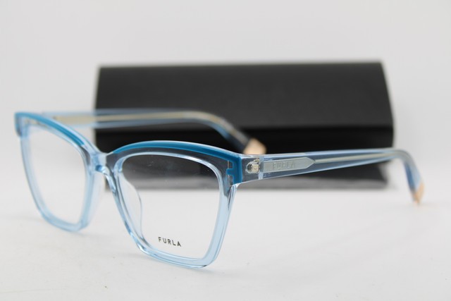 NEW FURLA VFU682 COL.06N1 CLEAR BLUE GOLD AUTHENTIC EYEGLASSES 52-17 NEW FURLA VFU682 COL.06N1 CLEAR BLUE GOLD AUTHENTIC EYEGLASSES 52-17