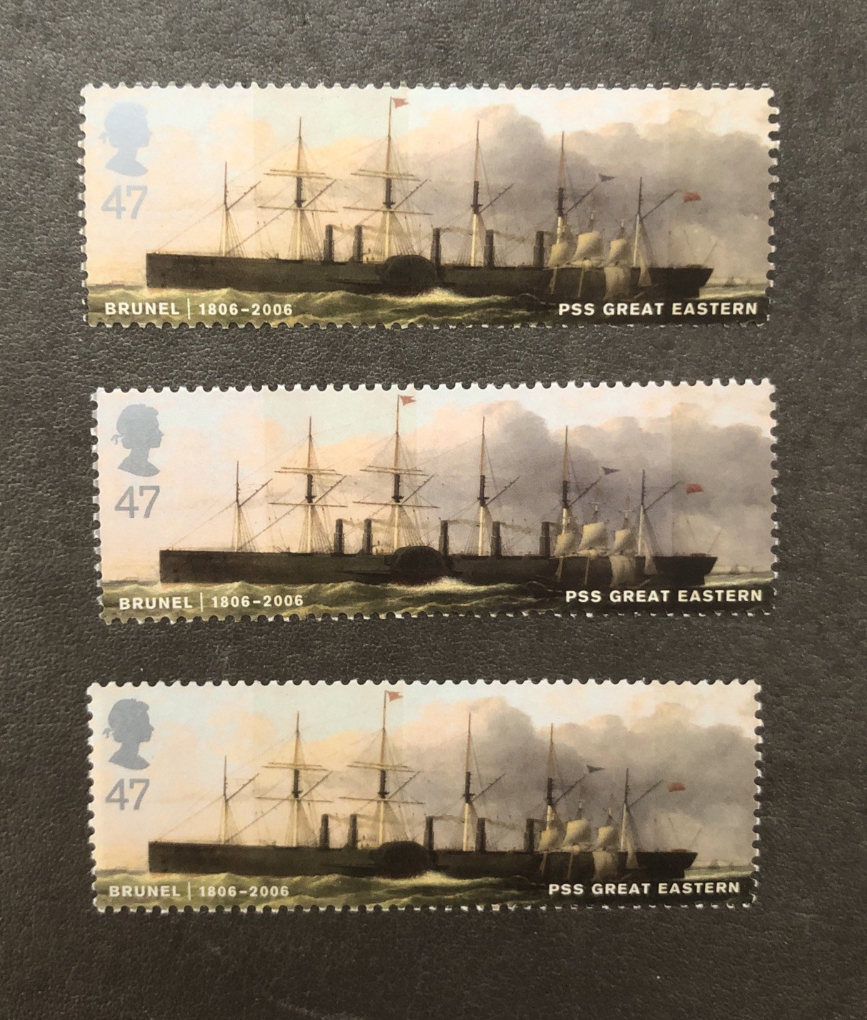 Set x3 Royal Mail Stamps 2006 mnh Isambard Kingdom Brunel PSS Great Eastern 47p Set x3 Royal Mail Stamps 2006 mnh Isambard Kingdom Brunel PSS Great Eastern 47p