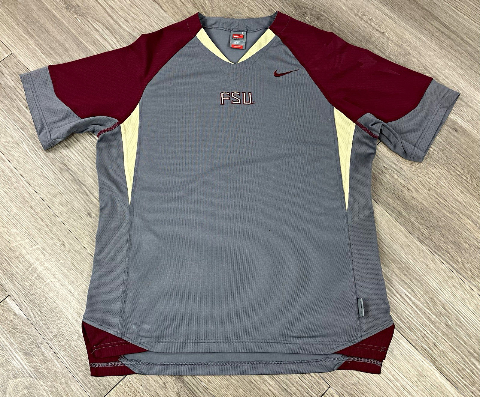 Nike Florida State Seminoles FSU Dri-Fit Shirt Gray Garnet Gold Size L