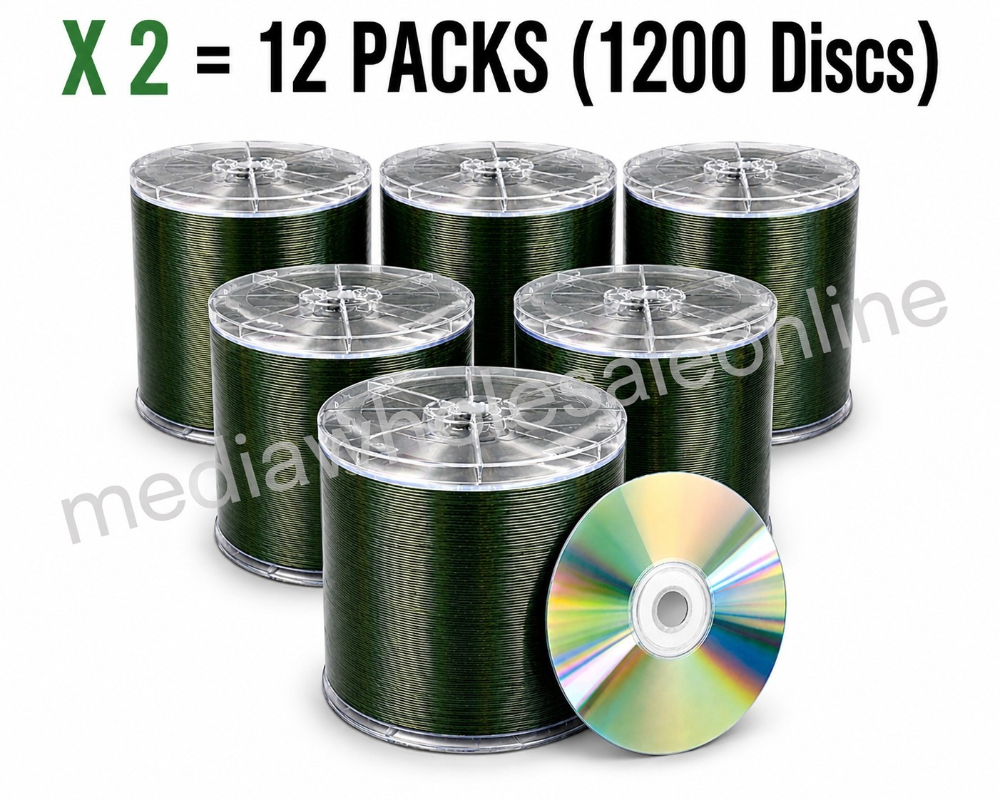 1200 Verbatim CD-R CD Silver Shiny Top 52X 700MB Blank Disc No Logo 12x100pk