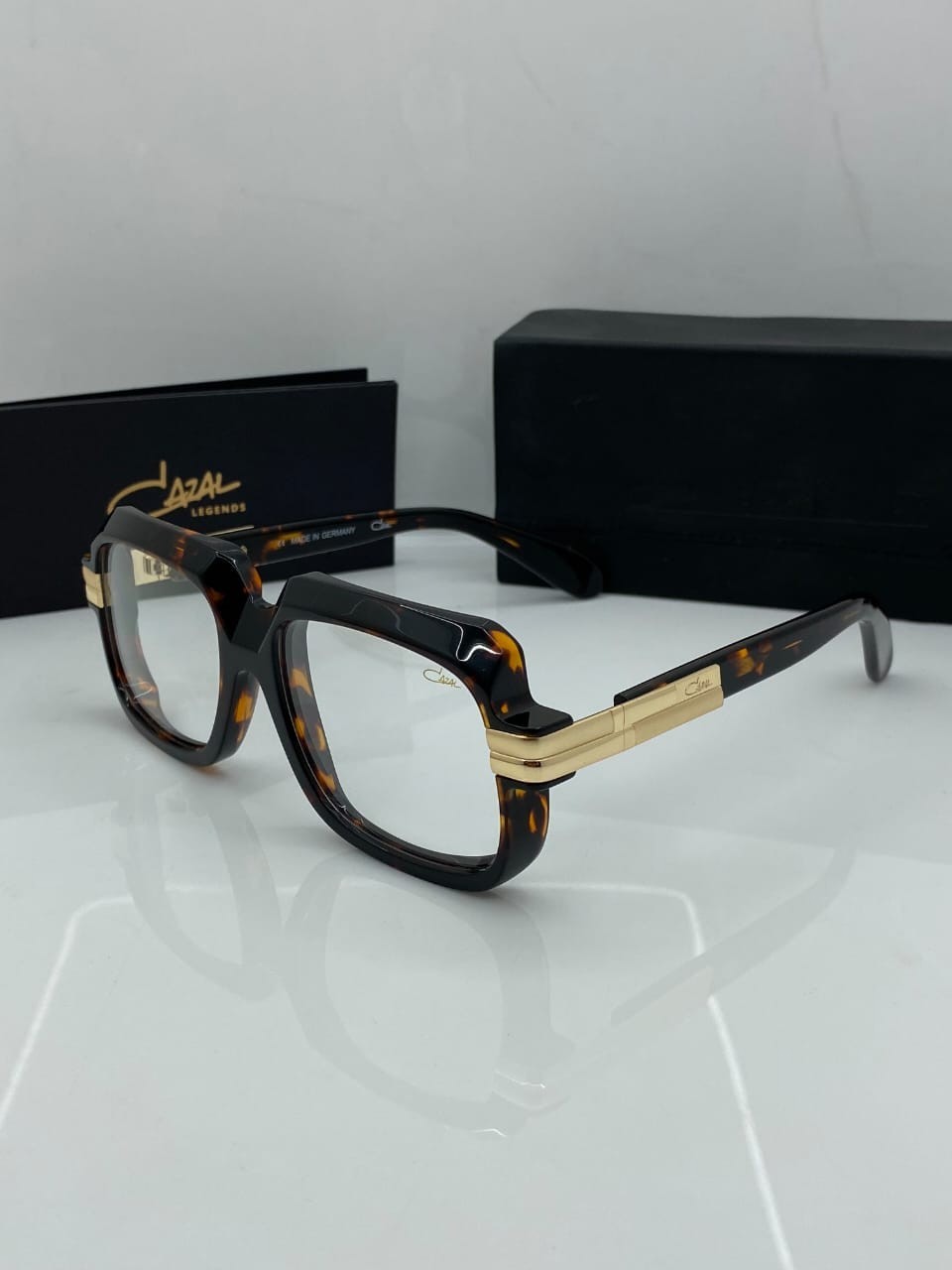 Cazal Glasses Square Havana Tortoise Golden Bold Sunglasses