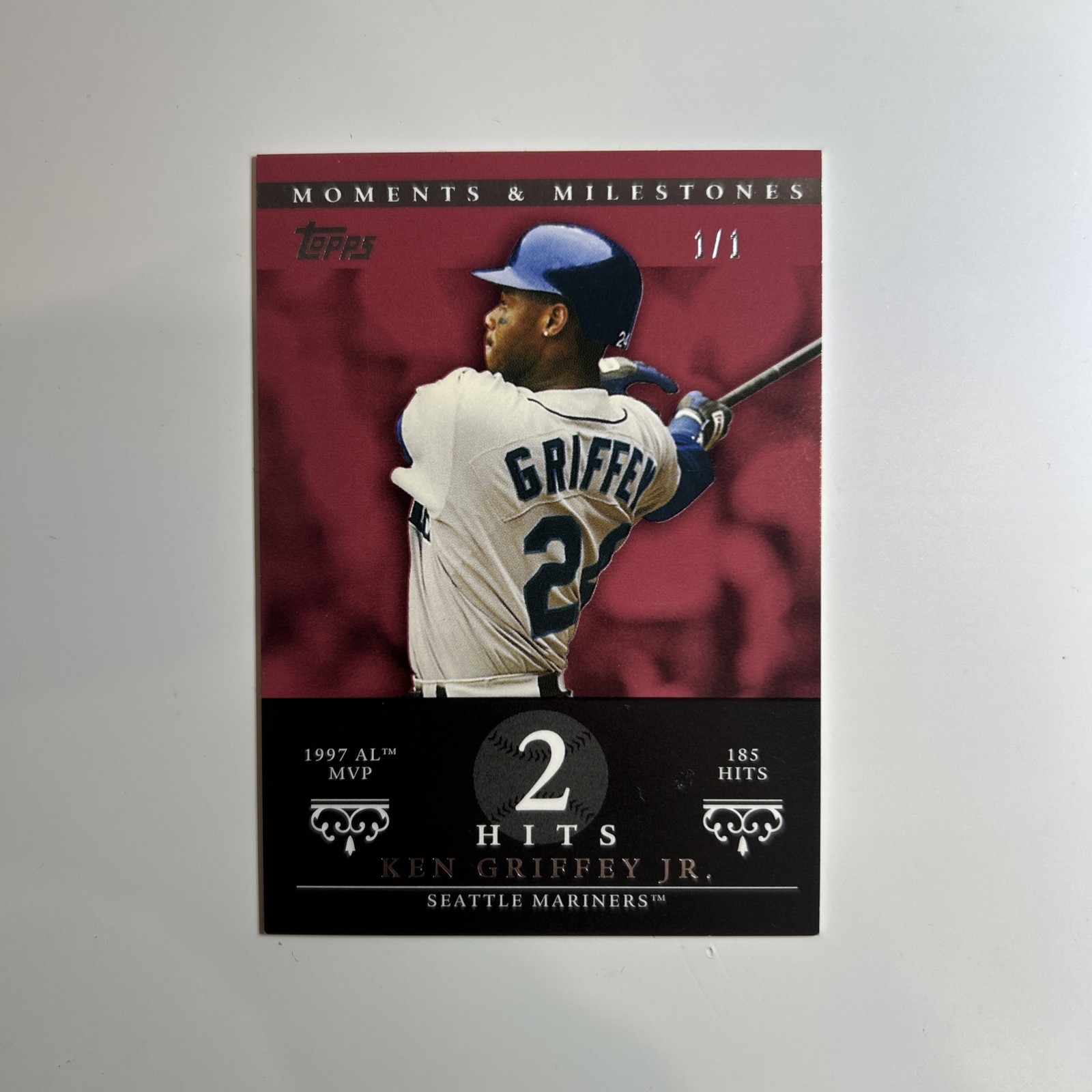 2007 Topps Moments & Milestones Ken Griffey Jr. #47-2 Red 1/1 HOF 2007 Topps Moments & Milestones Ken Griffey Jr. #47-2 Red 1/1 HOF