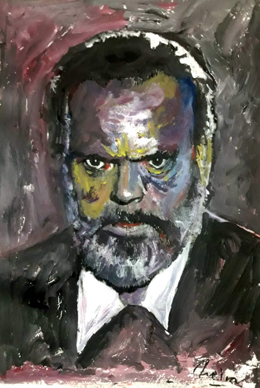 ORSON WELLES HOLLYWOOD MARCELO NEIRA ORIGINAL PAINTING w/COA ORSON WELLES HOLLYWOOD MARCELO NEIRA ORIGINAL PAINTING w/COA
