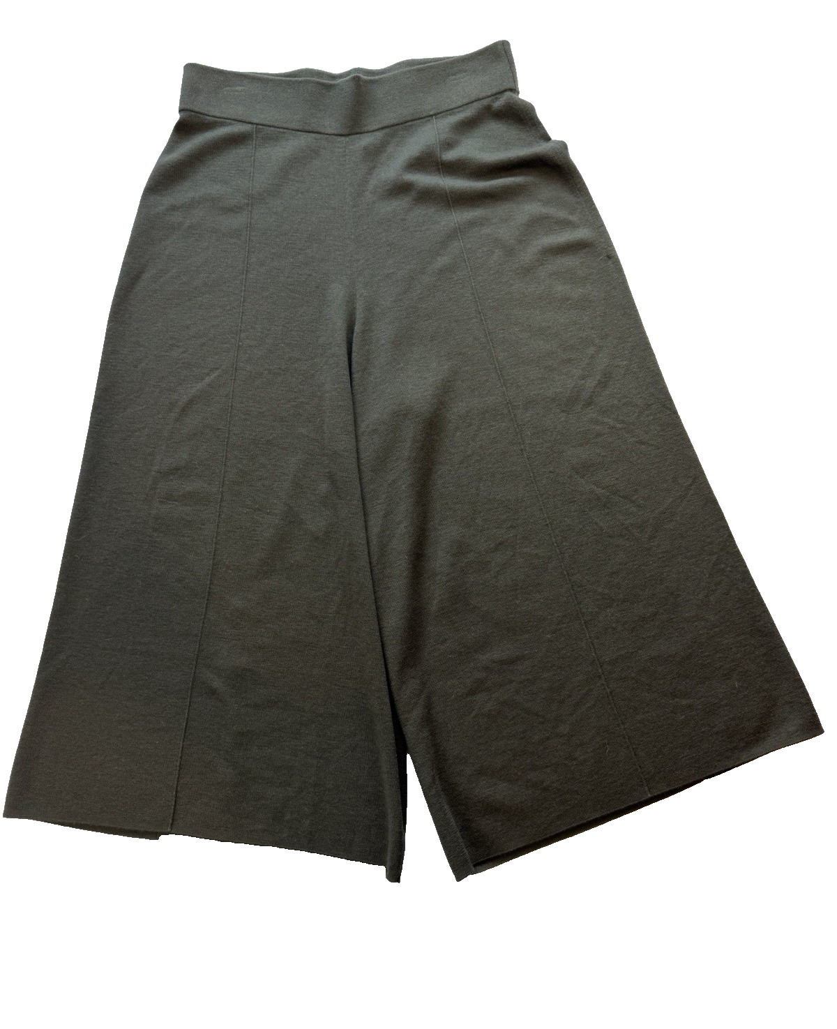 COS Womens M Knit Wide Leg Culotte Pants Olive Green Pull On Cropped Sweater