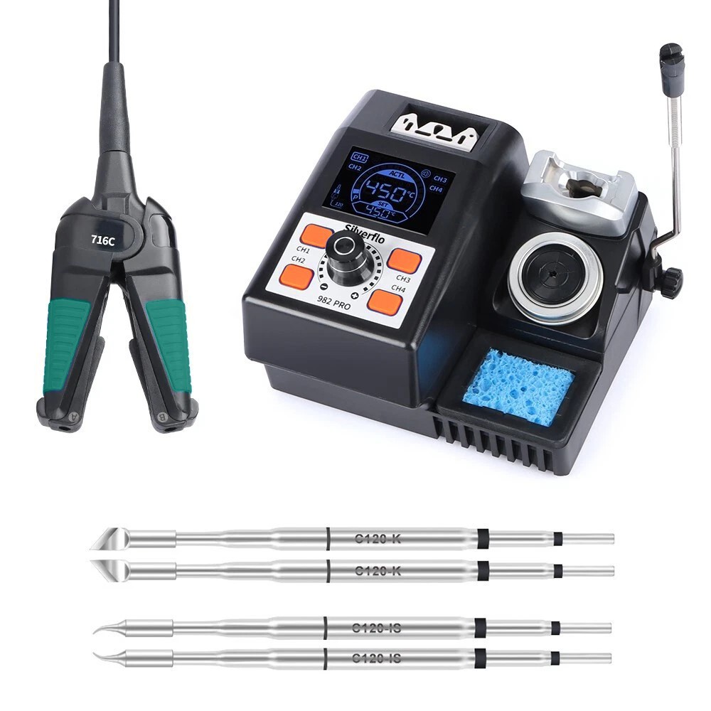80W 982 PRO Precision Tweezer Digital Soldering Station Iron Kit with C210 LCD