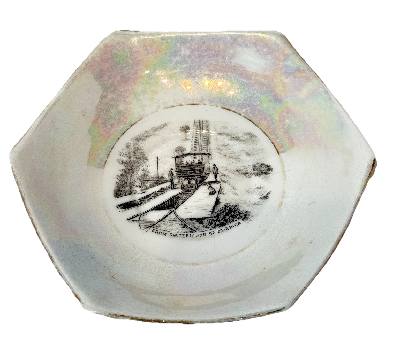 Mauch Chunk Pennsylvania PA Antique SWITZERLAND Souvenir TRINKET DISH PLATE Mauch Chunk Pennsylvania PA Antique SWITZERLAND Souvenir TRINKET DISH PLATE