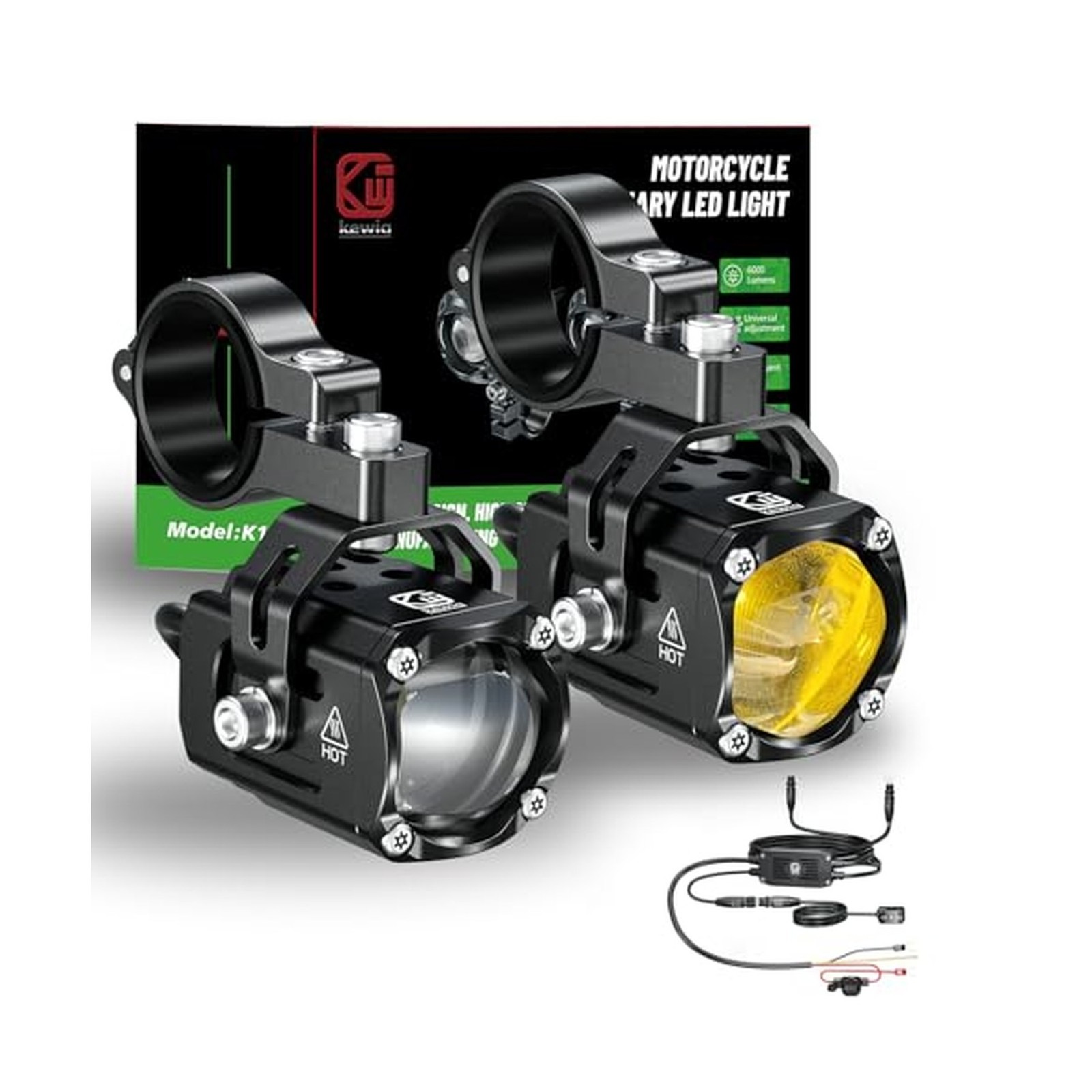 Kewig 60W Motorcycle Auxiliary LED Fog Light Driving Spotlights Kewig 60W Motorcycle Auxiliary LED Fog Light Driving Spotlights