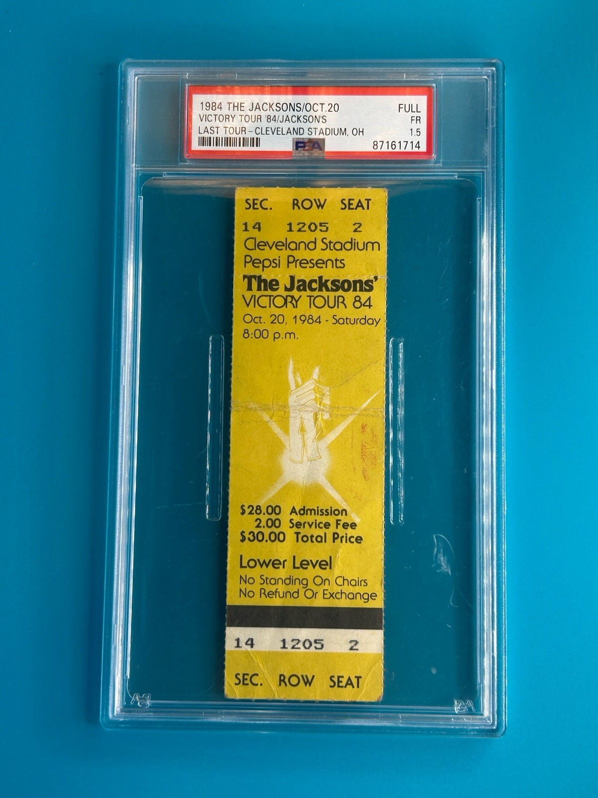1984 PSA Michael Jackson Jacksons Victory Tour Ticket Stub 1984 PSA Michael Jackson Jacksons Victory Tour Ticket Stub
