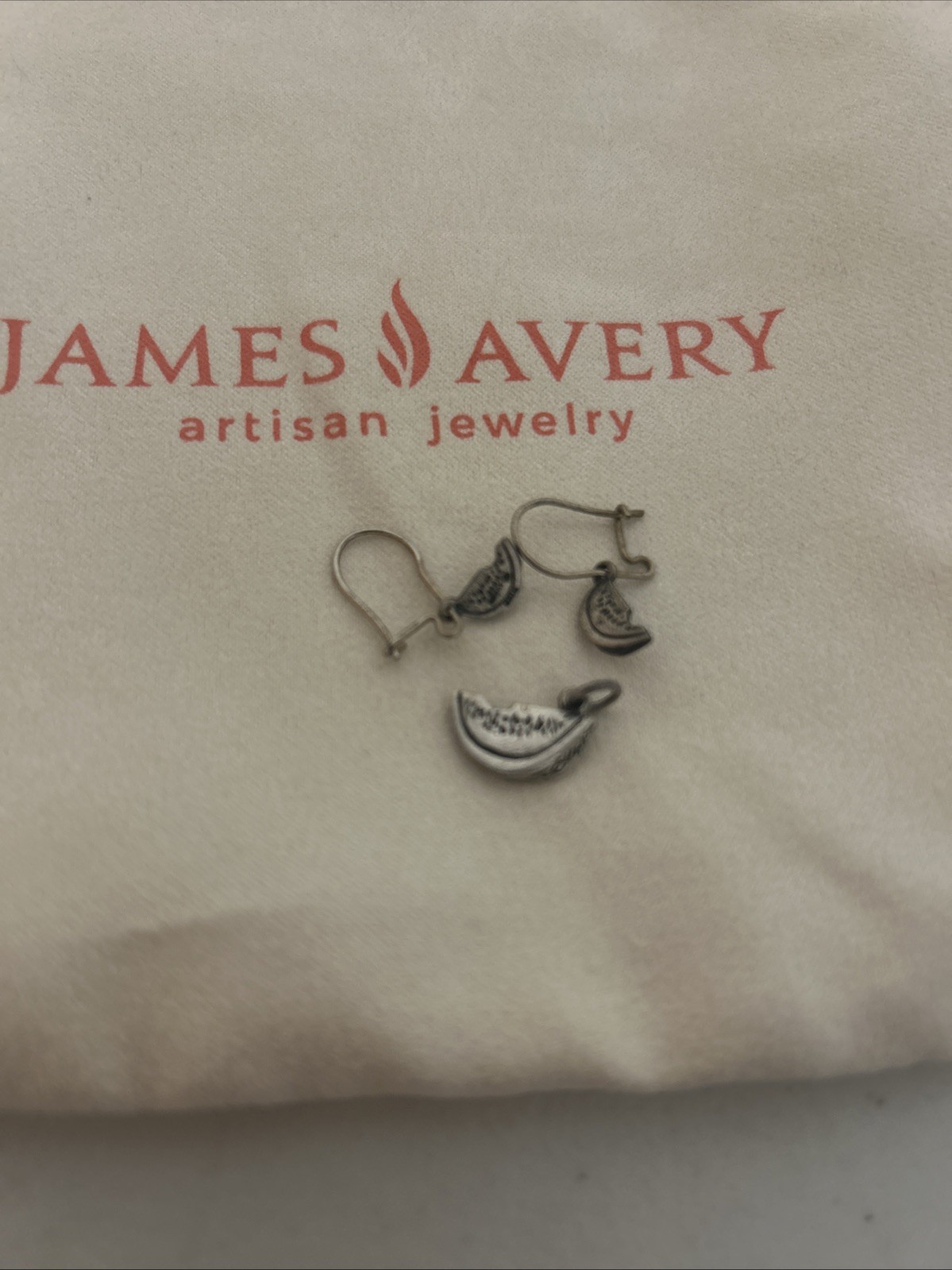 James Avery Retired Sterling Silver Watermelon Slice Charm And EARRINGS Set James Avery Retired Sterling Silver Watermelon Slice Charm And EARRINGS Set