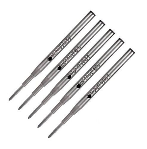 5 - MONTEVERDE Ballpoint Montblanc Style Pen Refill - BLACK INK, Medium Point