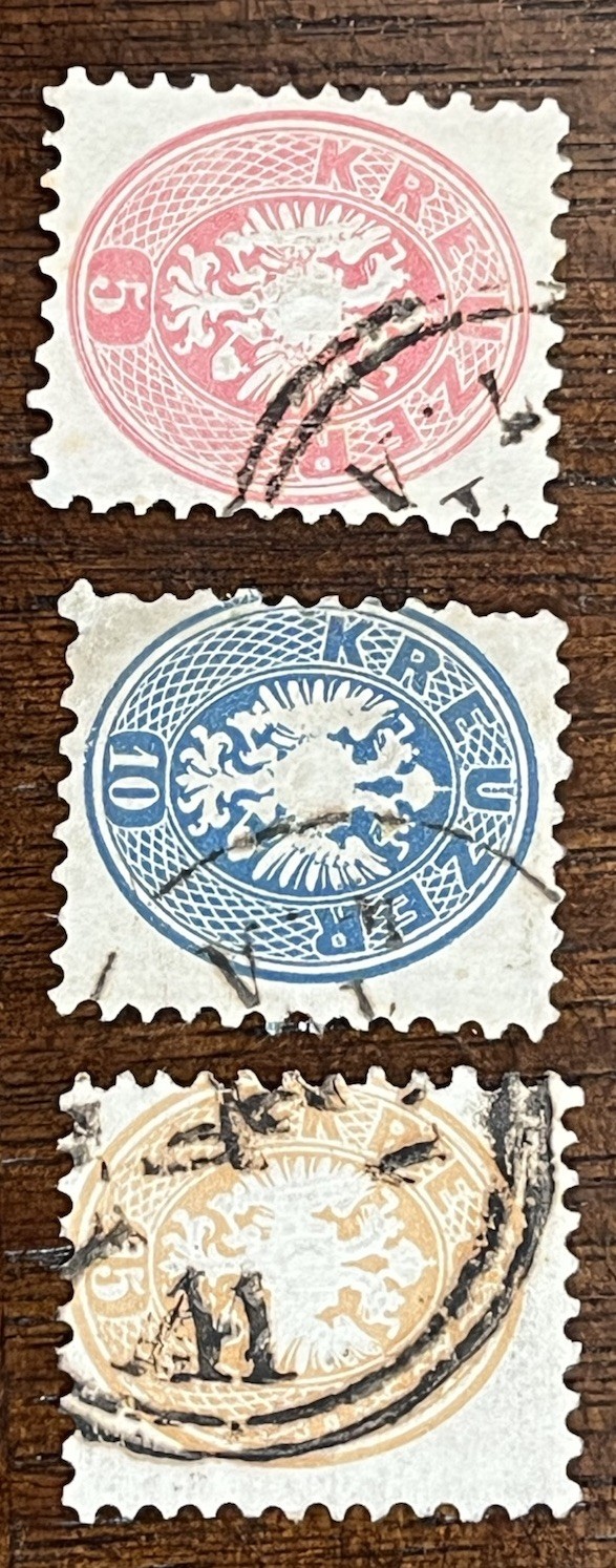 1863-64 AUSTRIA STAMP COLLECTION 9 1/2 PERF USED (5-10-15 KR) 1863-64 AUSTRIA STAMP COLLECTION 9 1/2 PERF USED (5-10-15 KR)