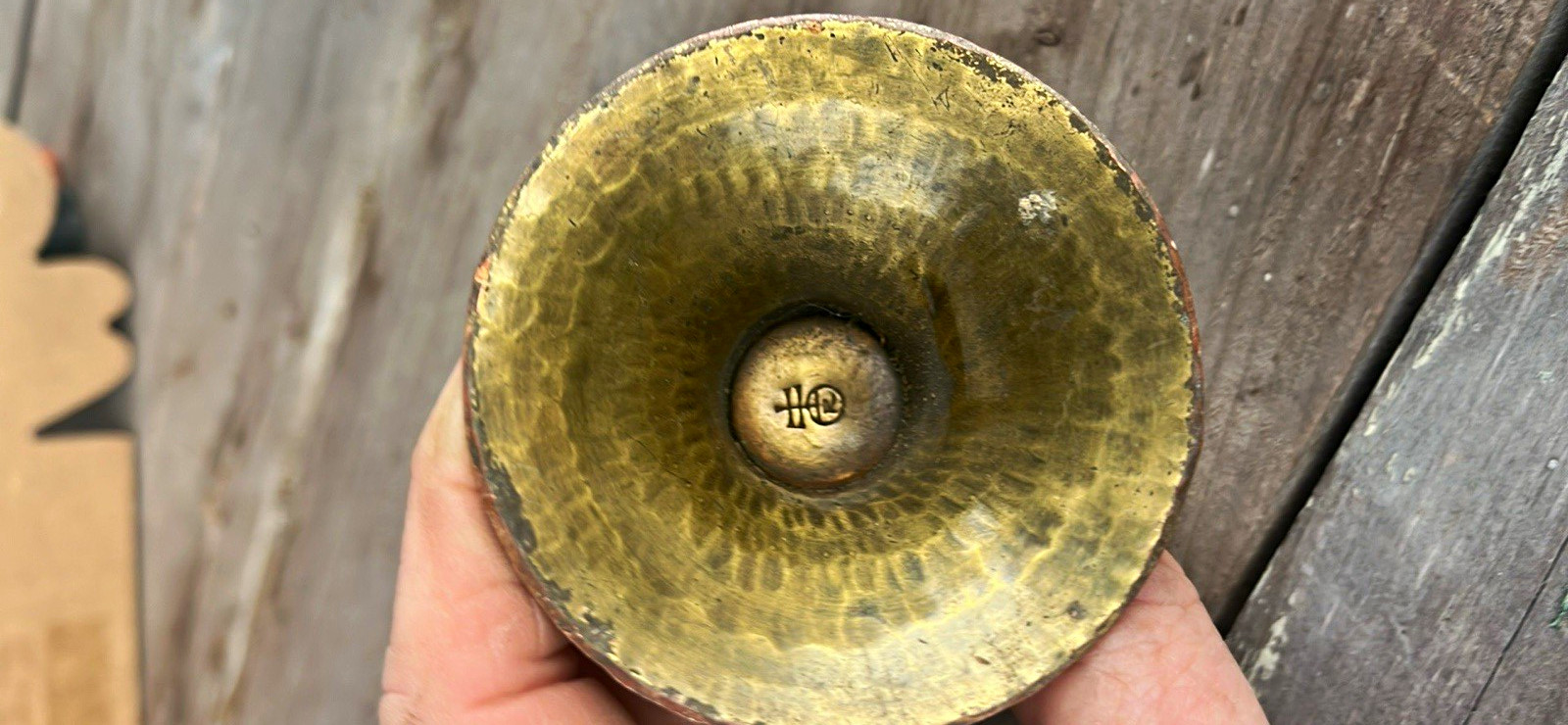 Antique Roycroft Chamberstick Candlestick Arts & Crafts Hammered Copper Brass