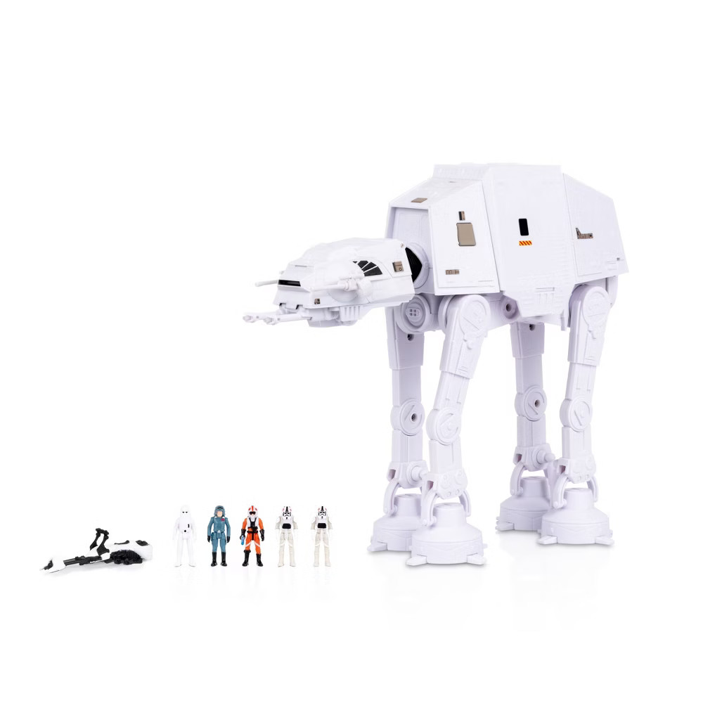 9pc Star Wars Micro Galaxy Squadron AT-AT Walker & Figures Playset Lights Sounds
