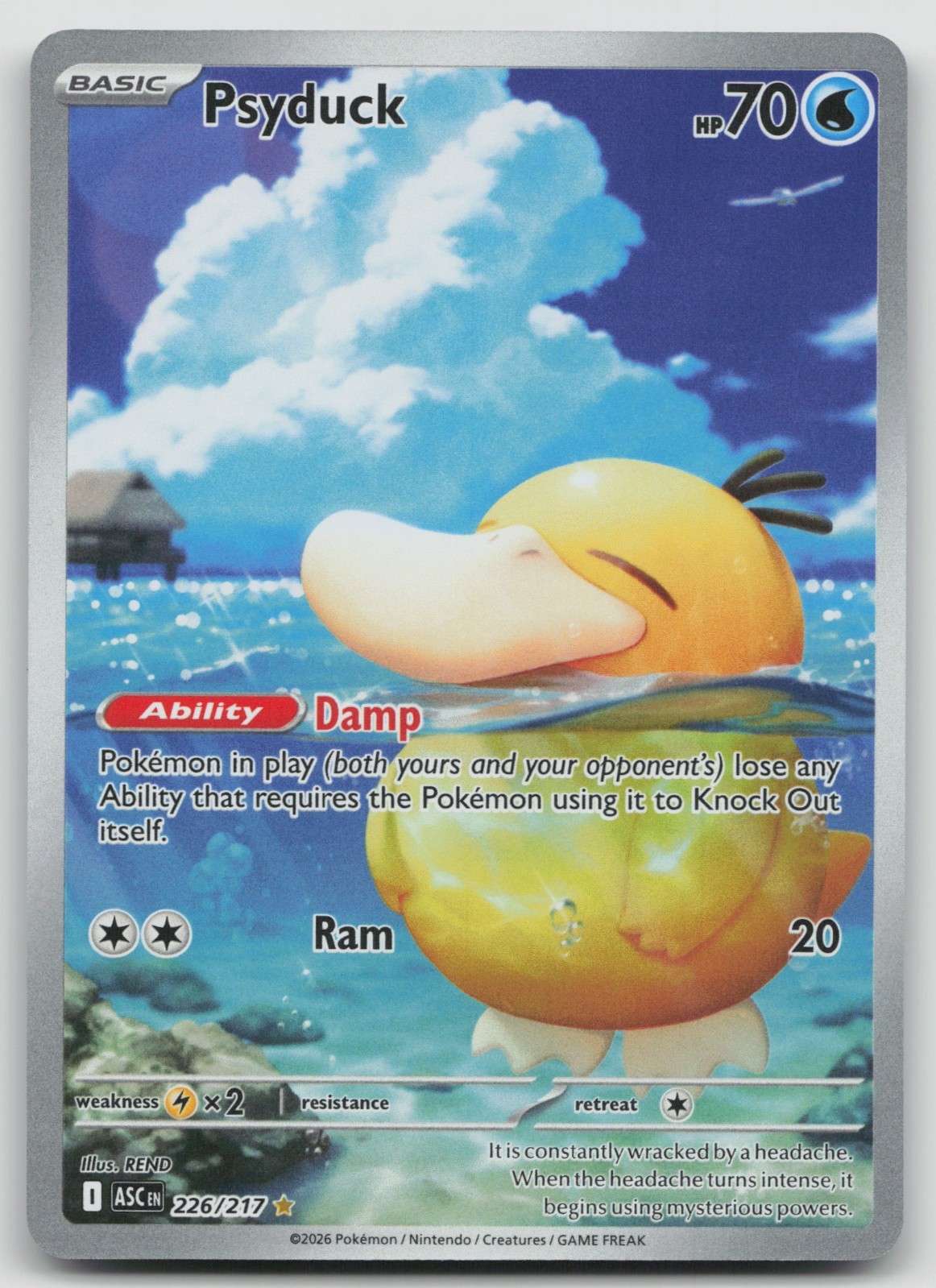 Psyduck 226/217 Illustration Rare Ascended Heroes Pokemon Card Holo Near Mint NM Psyduck 226/217 Illustration Rare Ascended Heroes Pokemon Card Holo Near Mint NM