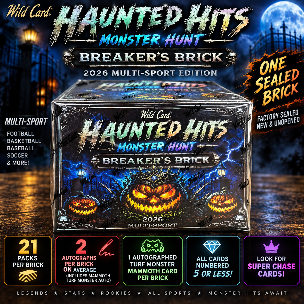 2026 Wild Card Monster Hunt Breakers Brick Multi-Sport Sealed 2 Autos + 1 Jumbo