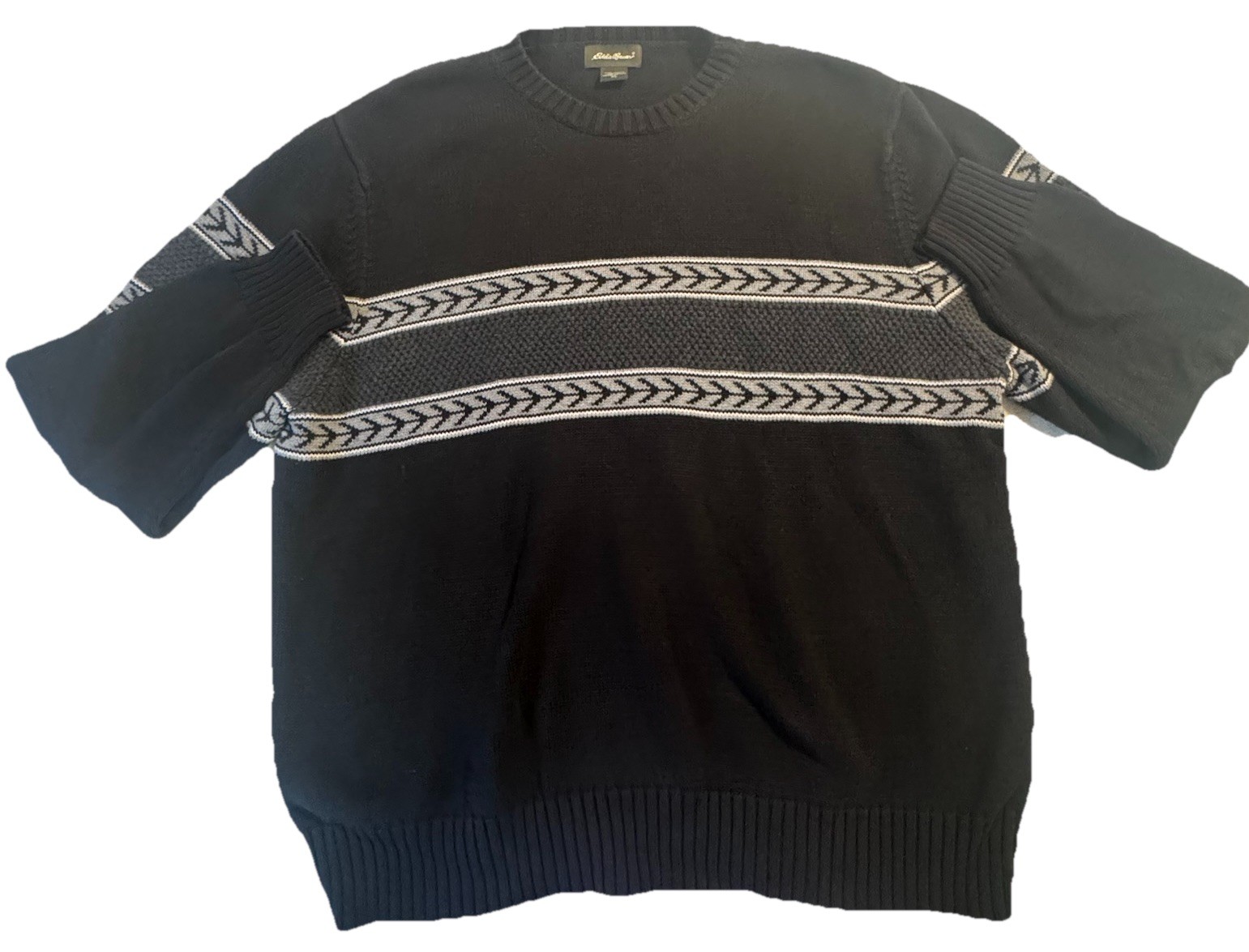Vintage Eddie Bauer Fair Isle Nordic Sweater Mens XL Black Wool Winter Cozy Vintage Eddie Bauer Fair Isle Nordic Sweater Mens XL Black Wool Winter Cozy