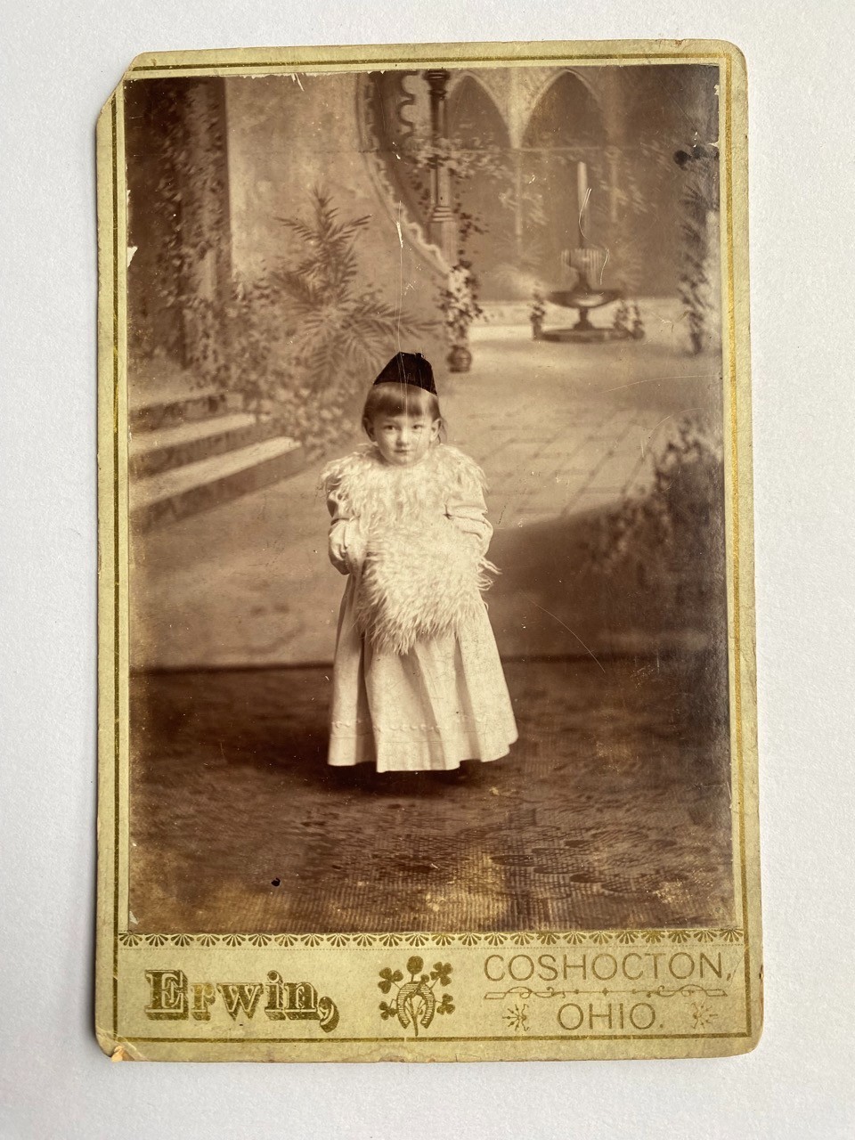 Antique Cabinet Photo Identified Young Girl Portrait Erwin Coshocton Ohio c1890s