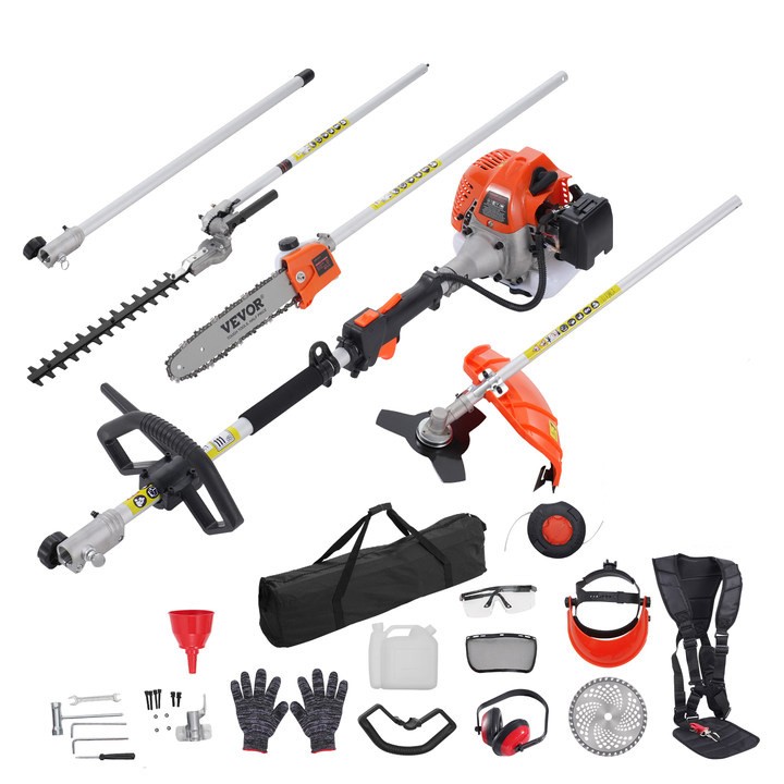 VEVOR 6-in-1 Multi-Functional Trimming Tools Gas Hedge Trimmer 52CC Weed Eater
