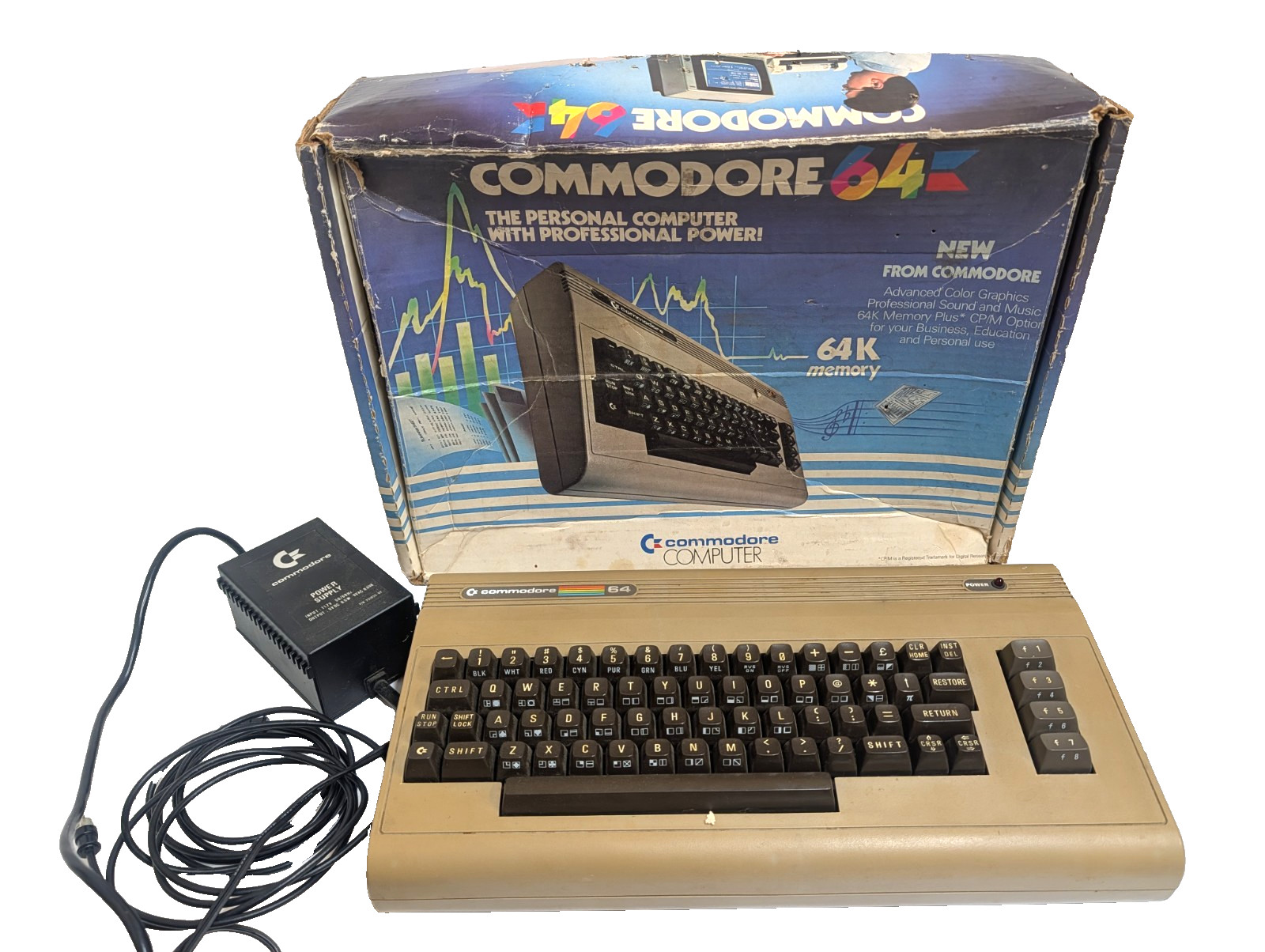 Commodore 64 Console Vintage working Home Computer w/ Original Box Commodore 64 Console Vintage working Home Computer w/ Original Box