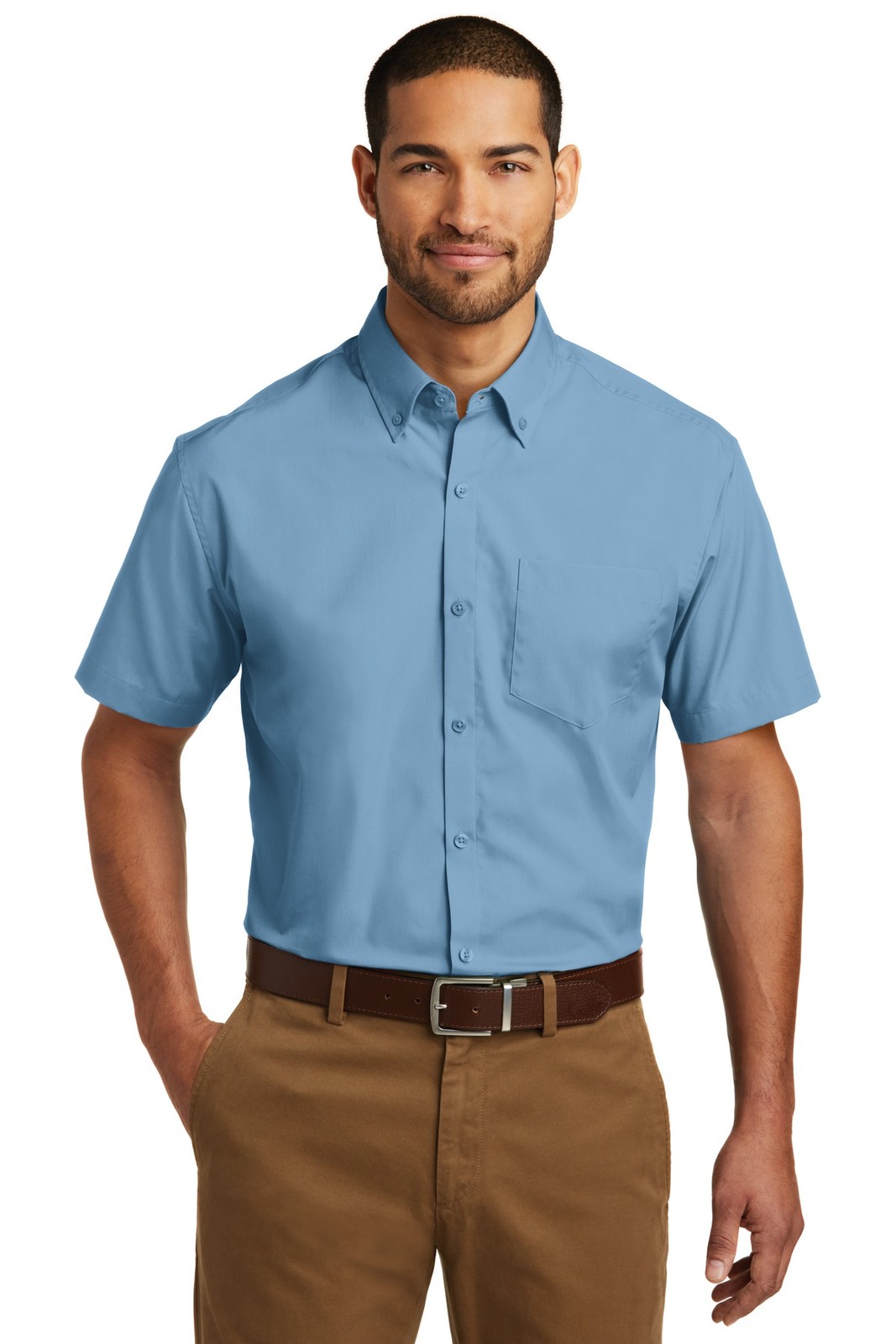 Port Authority W101 Men\'s Lightweight & Breathable Carefree Poplin Shirt Port Authority W101 Men\'s Lightweight & Breathable Carefree Poplin Shirt