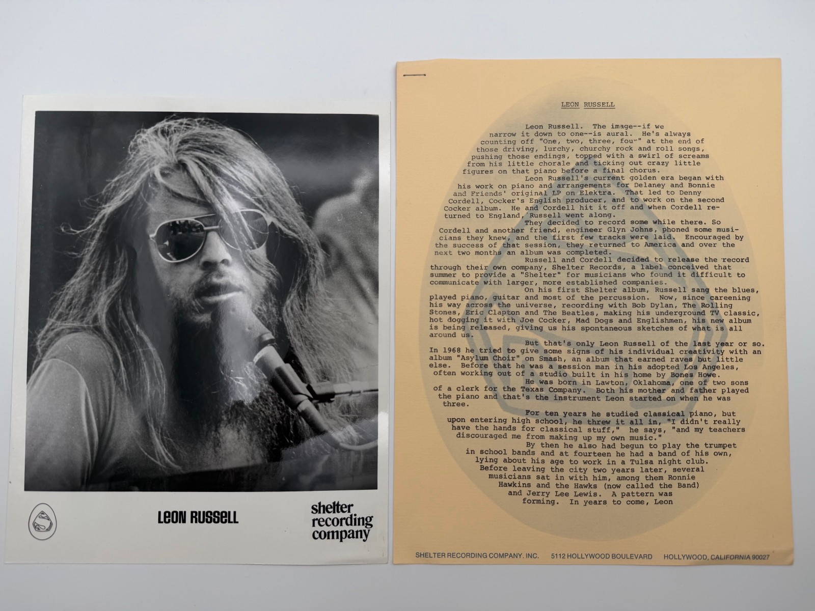 Vintage Leon Russell Promotional Press Kit Shelter Recording Company 1970\'s Vintage Leon Russell Promotional Press Kit Shelter Recording Company 1970\'s