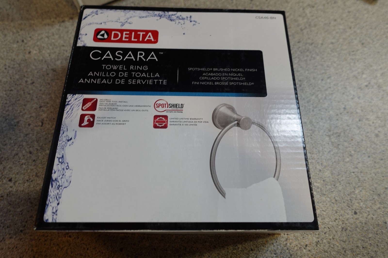 Delta Casara Wall Mount Towel Ring in Spot Shield Brushed Nickel CSA46-BN