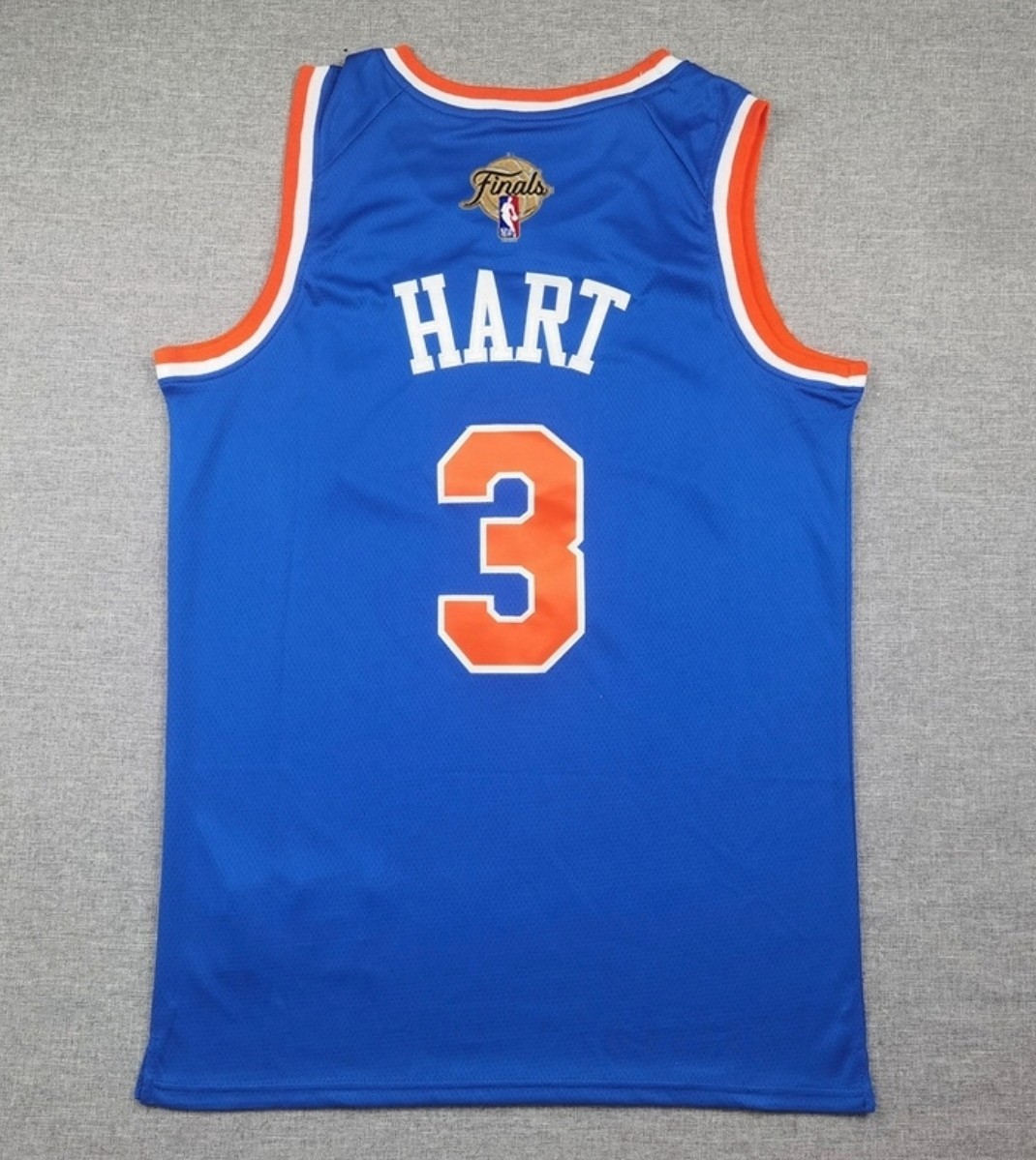 Men's Josh #3 Hart Blue Knick 2026 Finals Patch Swingman Fully Stitched Sizes