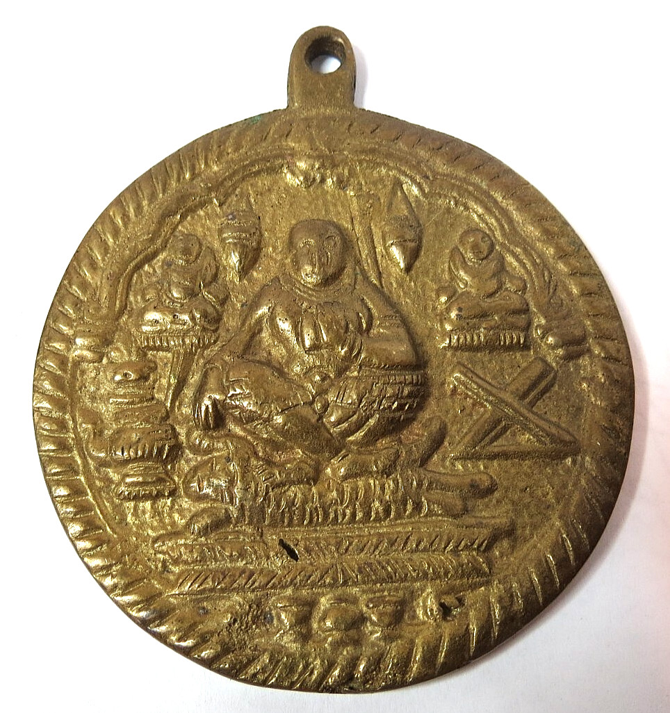 ANTIQUE RARE GILDED BRONZE MEDAL DECOR BUDDHA INDIA PENDANT 3 ANTIQUE RARE GILDED BRONZE MEDAL DECOR BUDDHA INDIA PENDANT 3