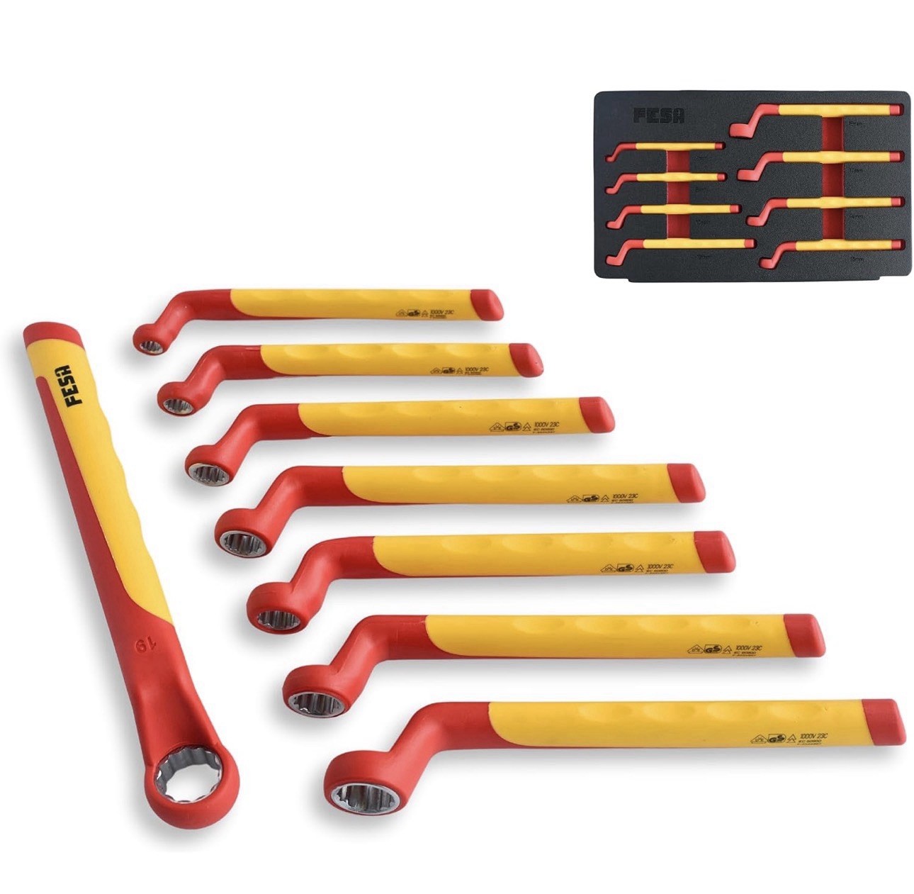 FESA 8pc VDE Insulated 1000V Offset Box End Ring Wrench Set 7-19mm Sealed New