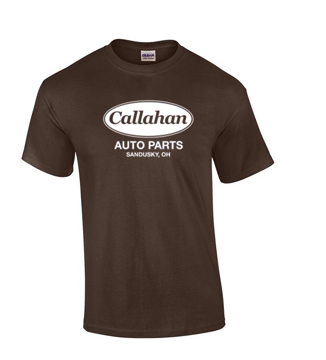 Callahan Auto Parts Sandusky T-Shirt Logo Novelty Vintage Shirt Green Brown 
