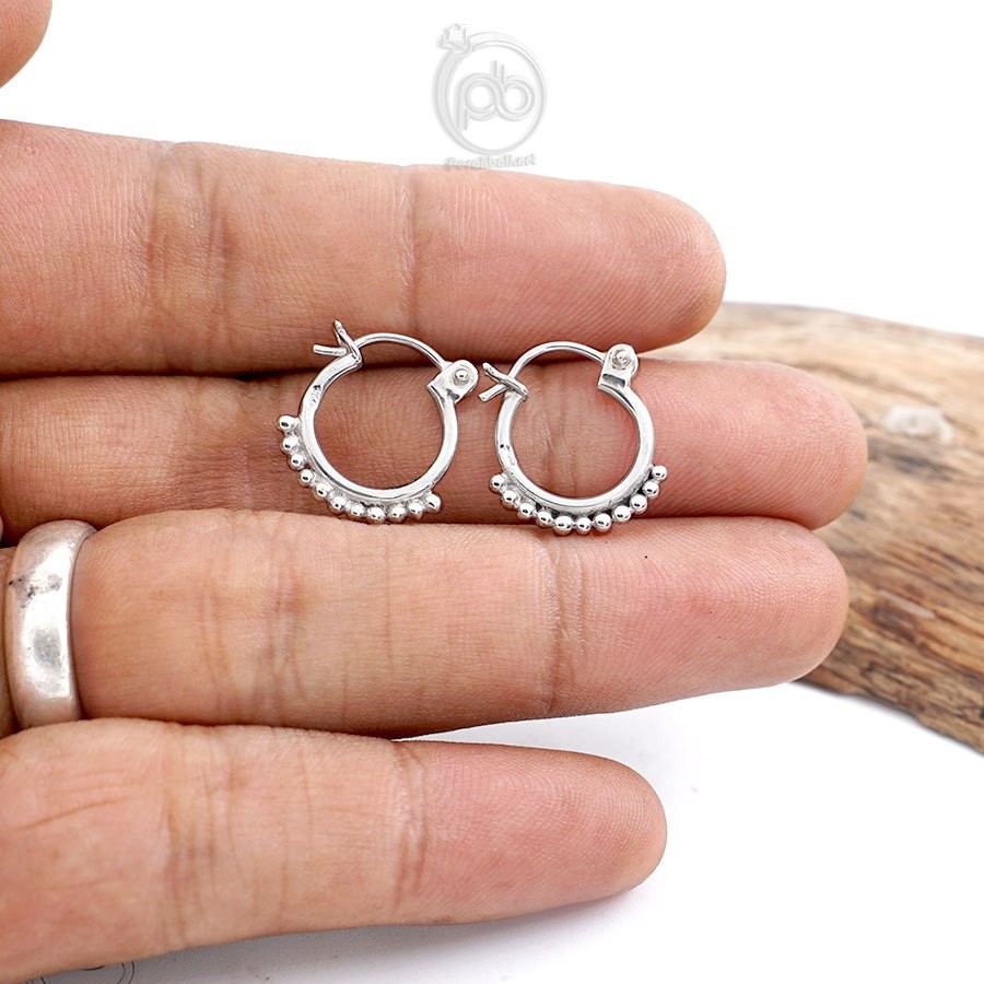 925 Sterling Silver Women\'s Hook Earrings Balinese Nine Jawan (Nonagona) Motik36