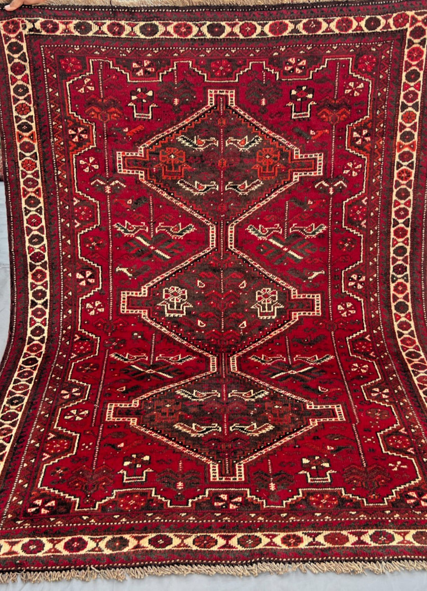 4.5 x 6 ft Antique Fine Weave Pictorial Natural Vegetable Dye Tribal Carpet