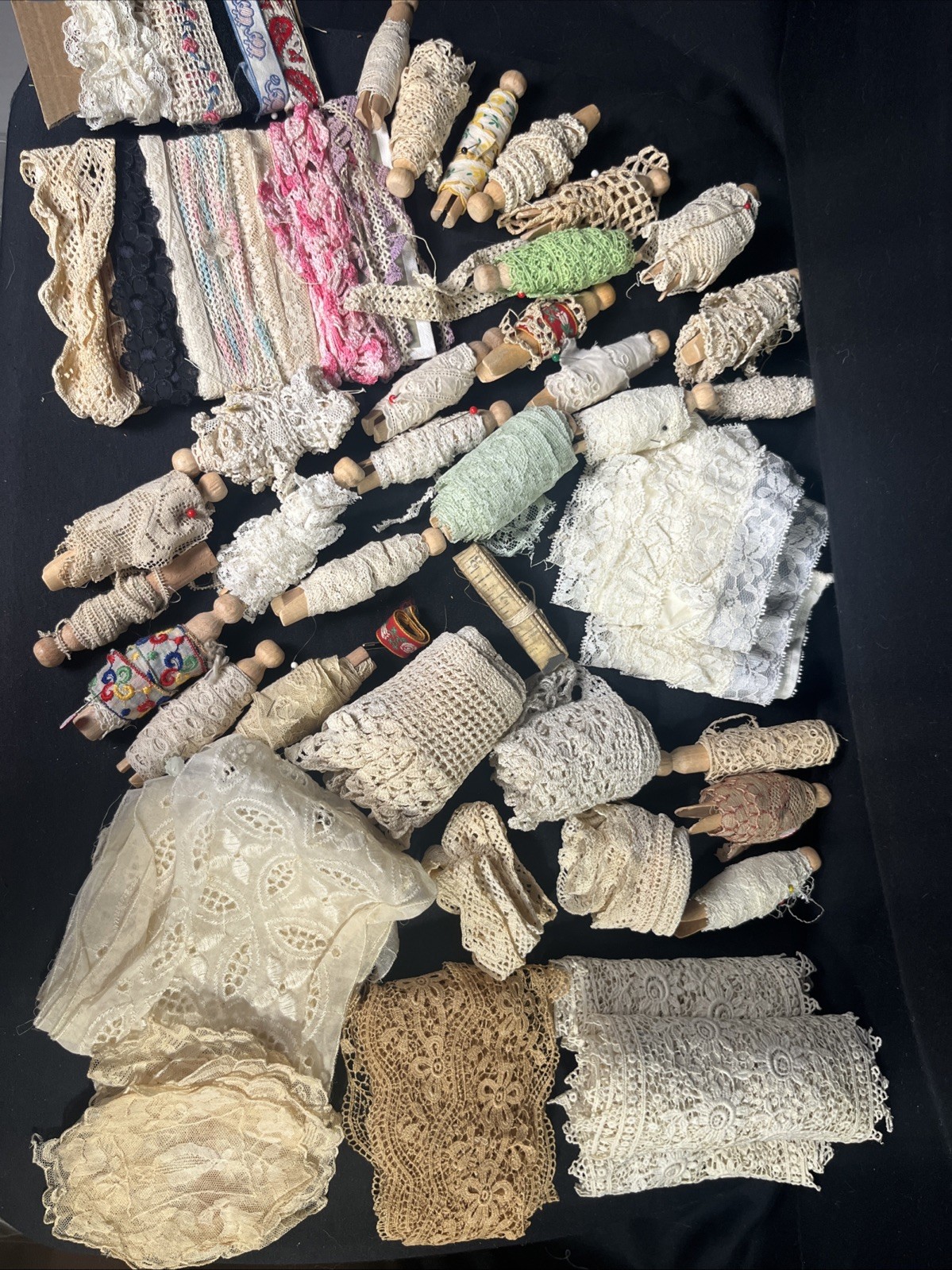 Antique Vintage Lace Trim Edging Remnants Crocheted Tatted Lot 1.5 Lbs HUGE