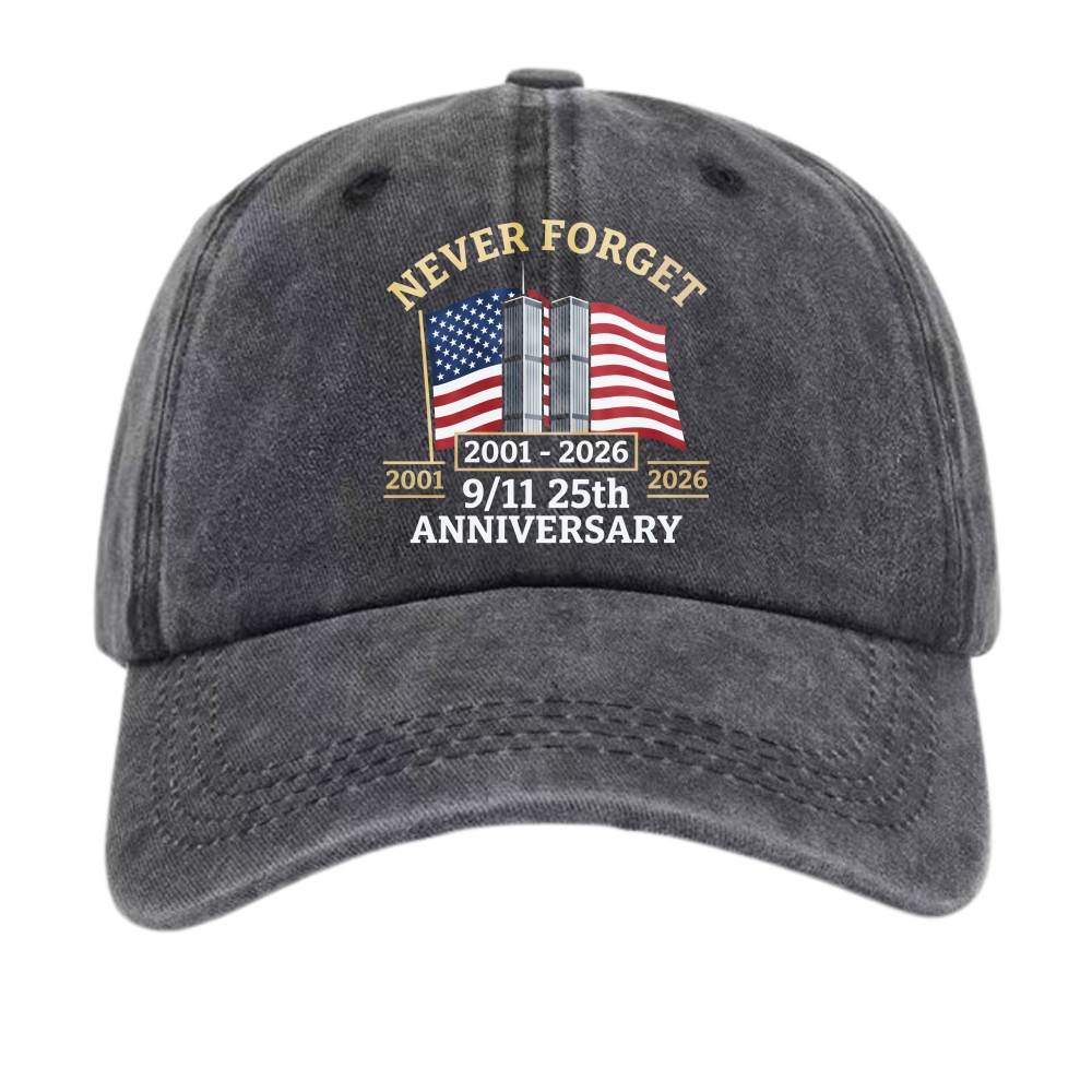 Never Forget 9/11 25th Anniversary Vintage Hat Patriotic Memorial Baseball Cap