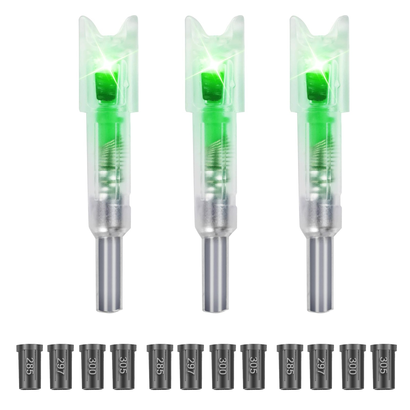 3PCS LED Lighted Nocks for Crossbow Bolts with ON/Off Switch and 12 Bushings ...