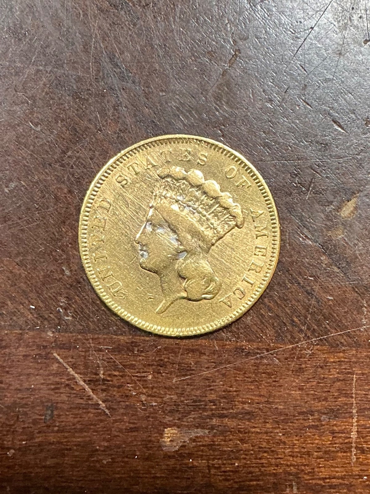 1855 $3 INDIAN PRINCESS HEAD GOLD PIECE AU CLEANED 1855 $3 INDIAN PRINCESS HEAD GOLD PIECE AU CLEANED