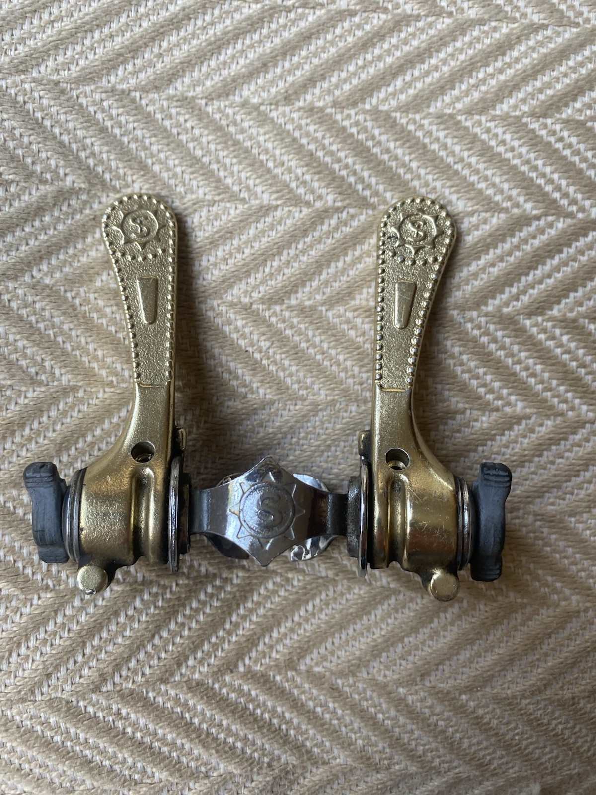 Simplex SLJ Gold Downtube Friction Shifters Simplex SLJ Gold Downtube Friction Shifters