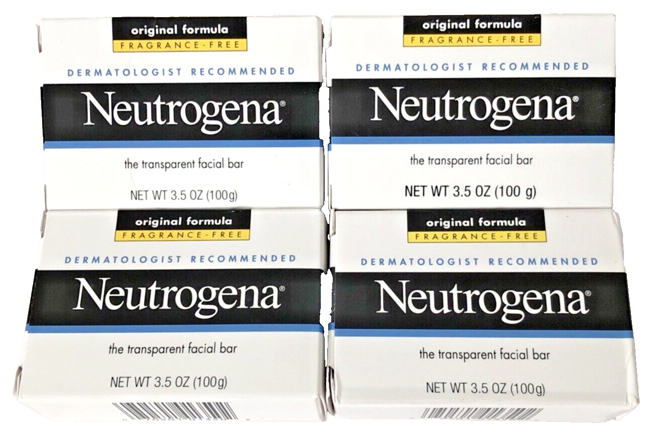 Neutrogena Transparent Facial Bar Original Formula Fragrance Free 3.5oz Lot of 4 Neutrogena Transparent Facial Bar Original Formula Fragrance Free 3.5oz Lot of 4