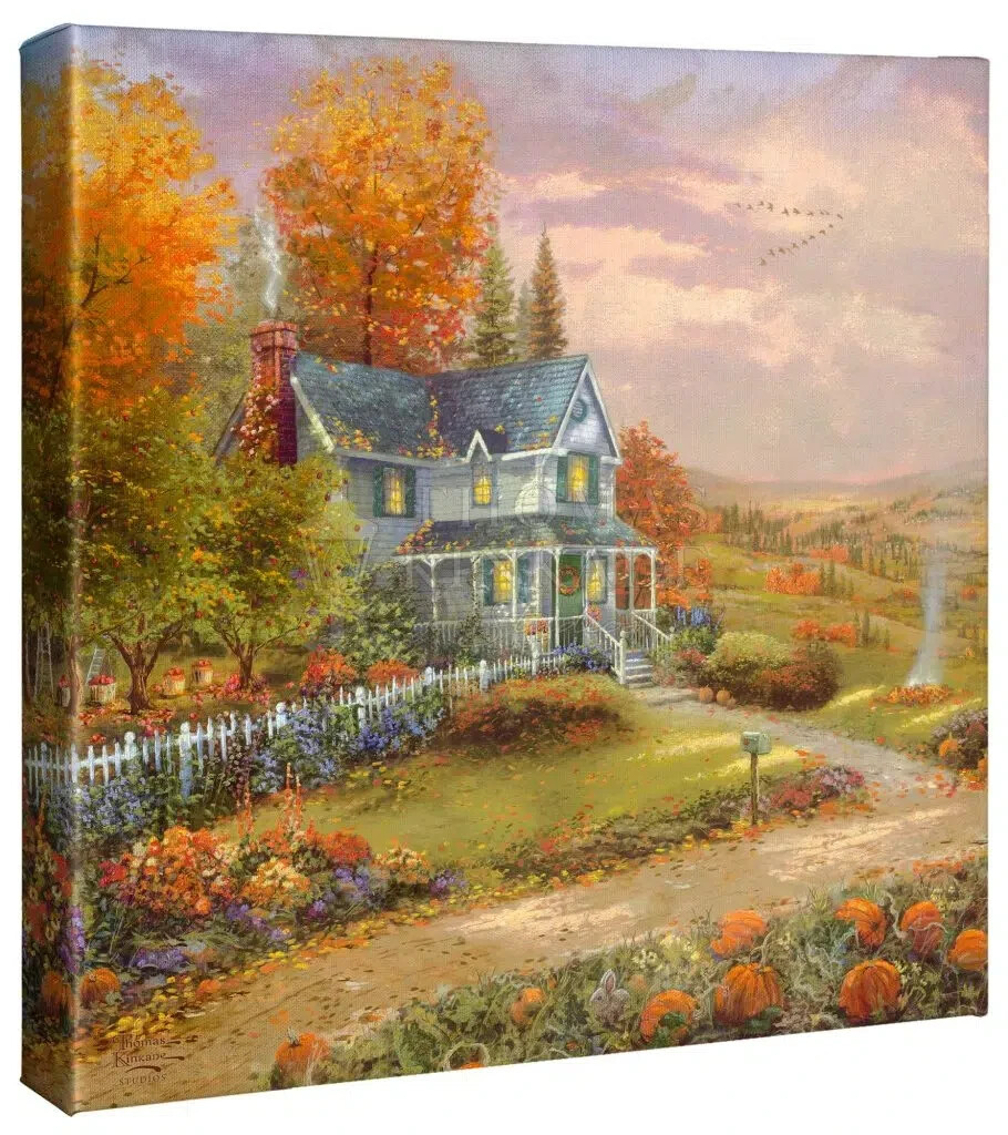 Thomas Kinkade Studios Autumn At Apple Hill 14 x 14 Canvas Wrap