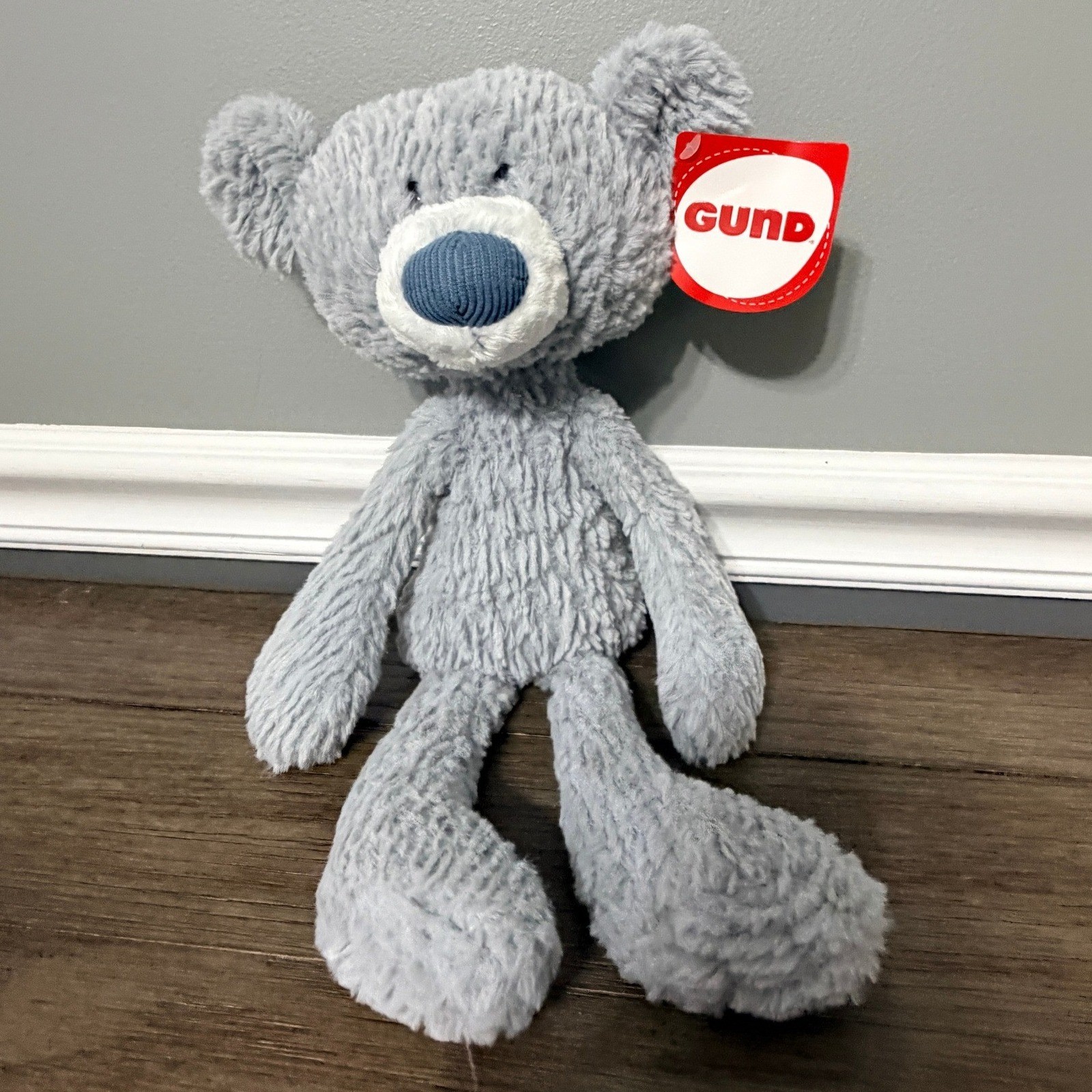 Gund Toothpick Wavy Blue Gray Plush Stuffed Animal Teddy Bear 15\