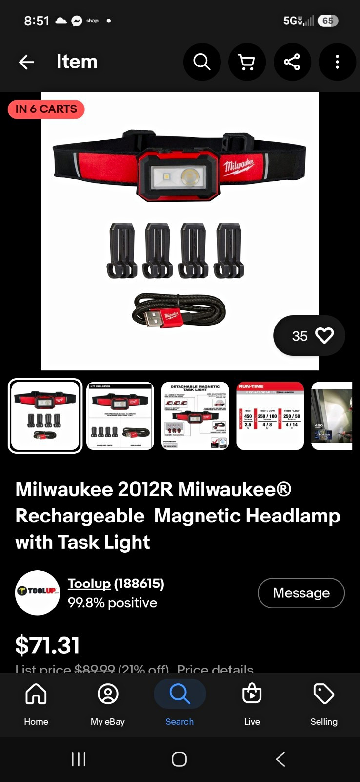 Milwaukee 2012R LED Rechargeable Magnetic Headlamp 450 Lumens IP54 USB Milwaukee 2012R LED Rechargeable Magnetic Headlamp 450 Lumens IP54 USB