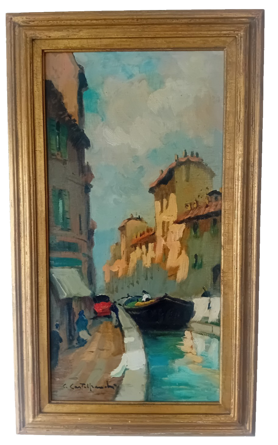 Cyrano Castelfranchi Oil On Old Table Milan Naviglio Ripa Ticinese 60x30