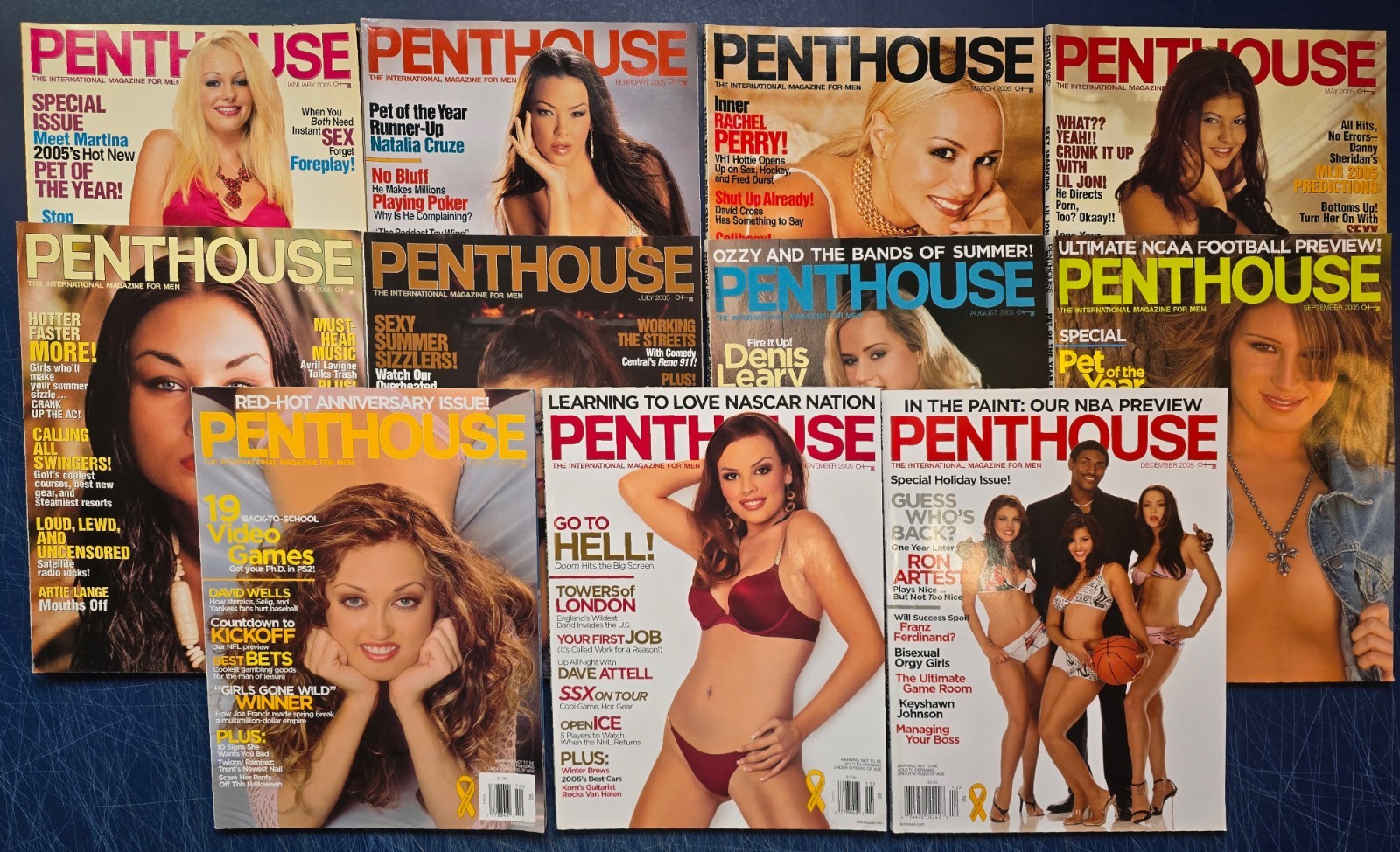 PENTHOUSE 2005 Magazine Lot (11) Near Full Year - Jan-March , May-December PENTHOUSE 2005 Magazine Lot (11) Near Full Year - Jan-March , May-December