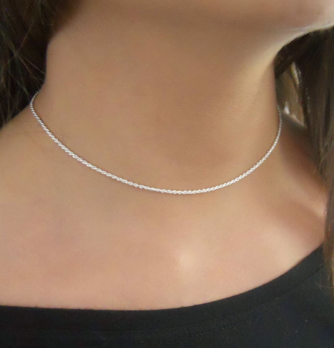 Chocker Necklace Solid 925 Sterling Silver 14 Inch Ladies Chain Jewelry Gift Chocker Necklace Solid 925 Sterling Silver 14 Inch Ladies Chain Jewelry Gift