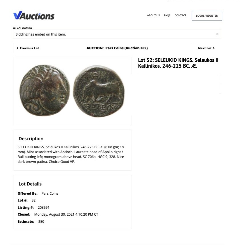 SELEUKID KINGDOM Seleukos II 246-225 BC AE Bronze Apollo Charging Bull HGC 9 328 SELEUKID KINGDOM Seleukos II 246-225 BC AE Bronze Apollo Charging Bull HGC 9 328